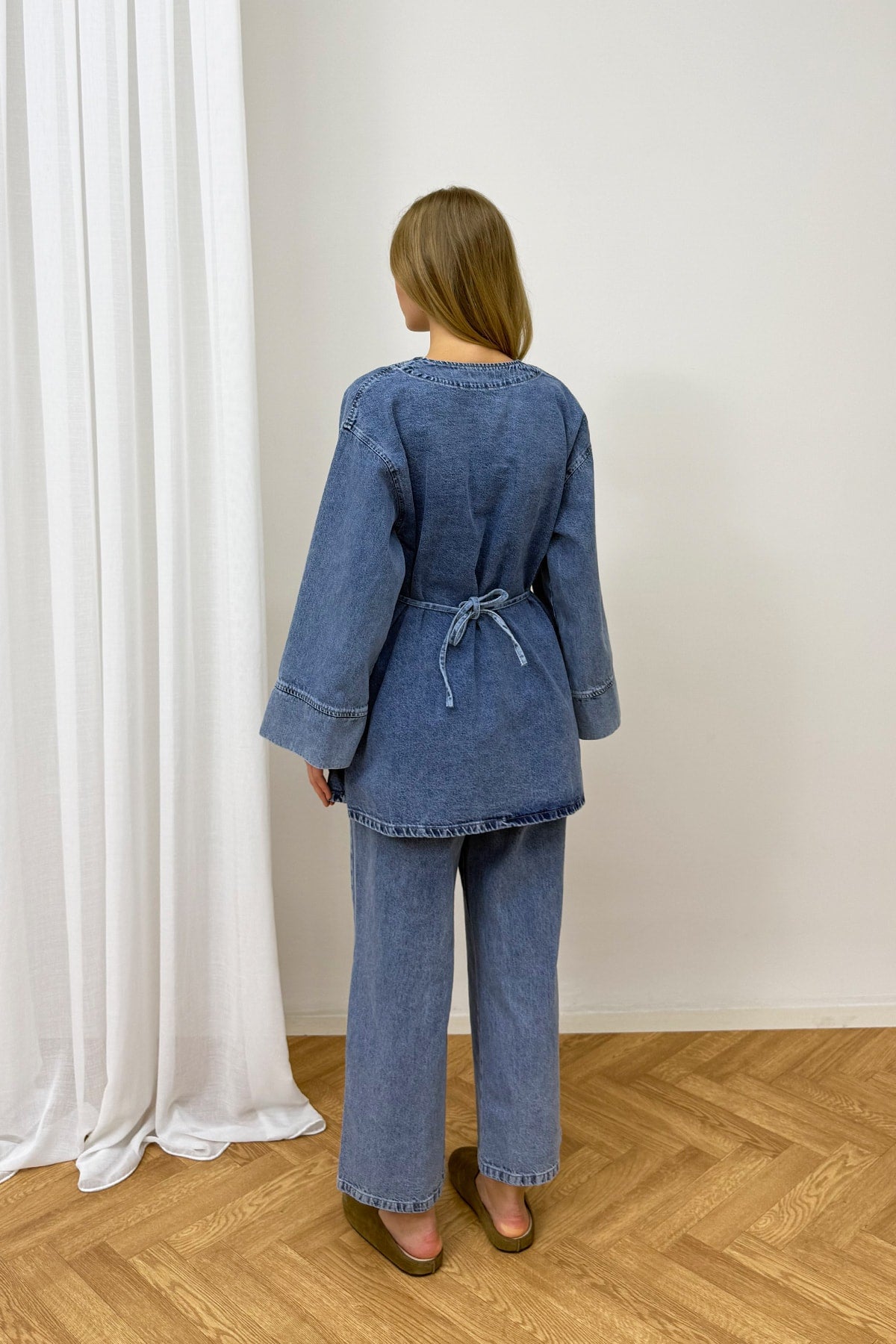 Düğmeli Broşlu Denim Takım 3-725