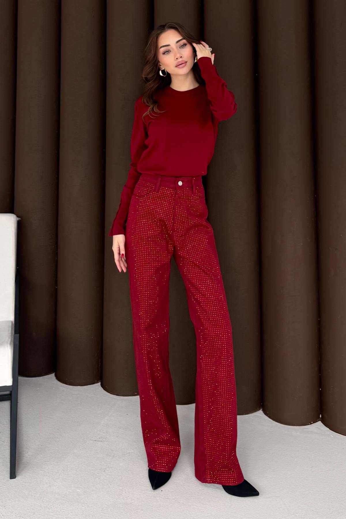 Taşlı Gabardin Pantolon 32-3506-1