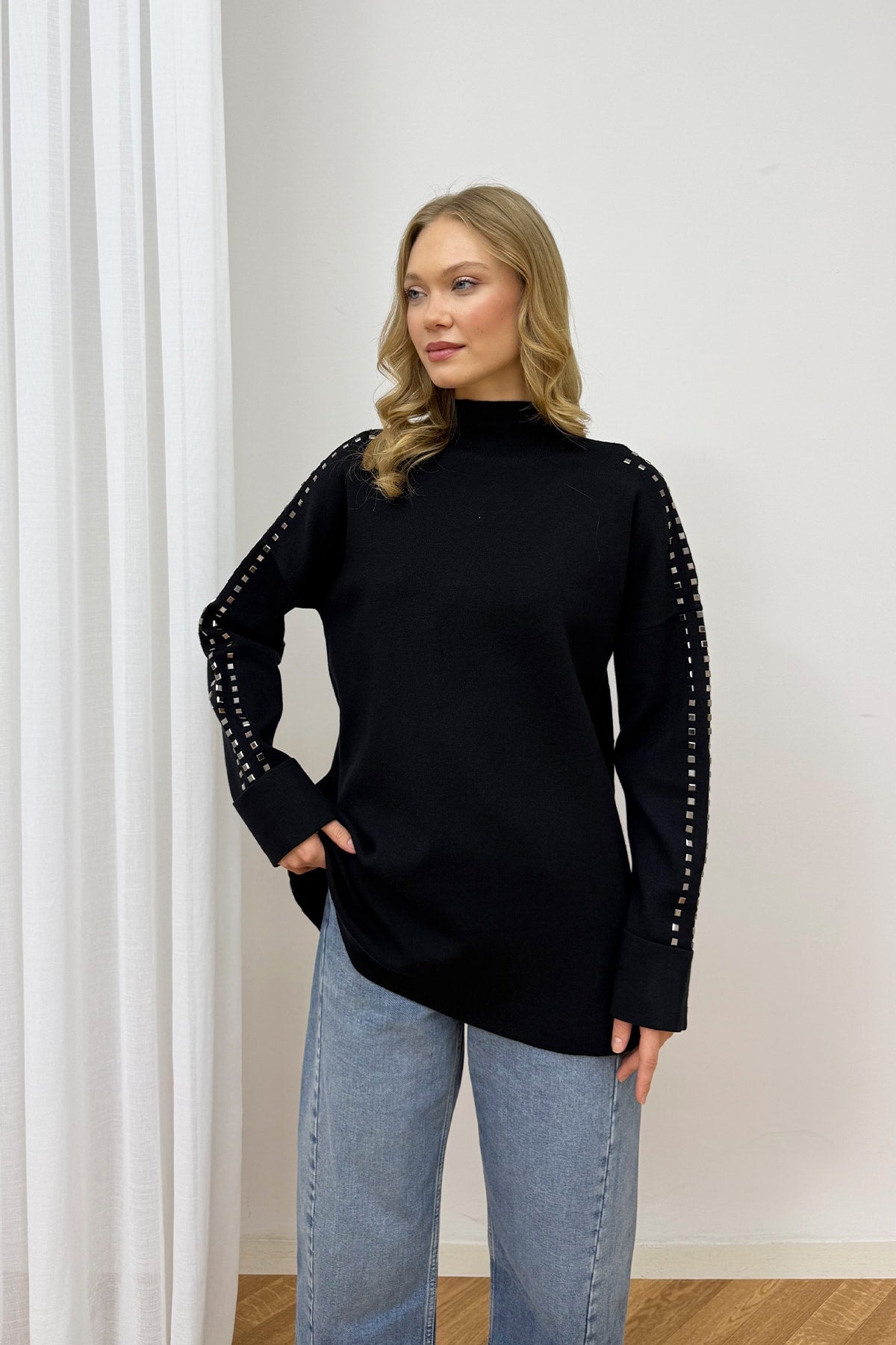 Aksesuarlı Triko Tunik 87-26150
