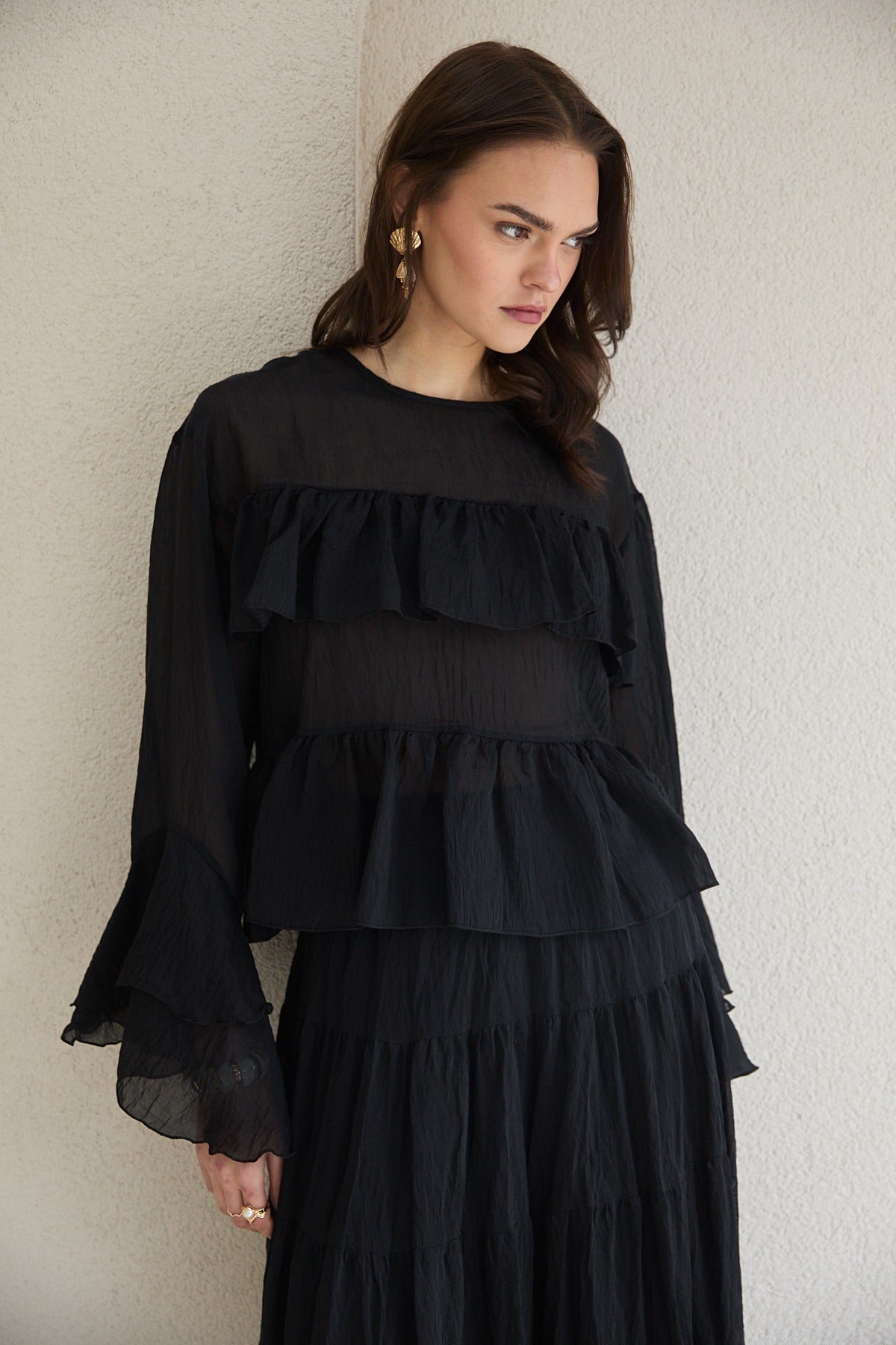 Fırfırlı Tül Tunik 32-2800