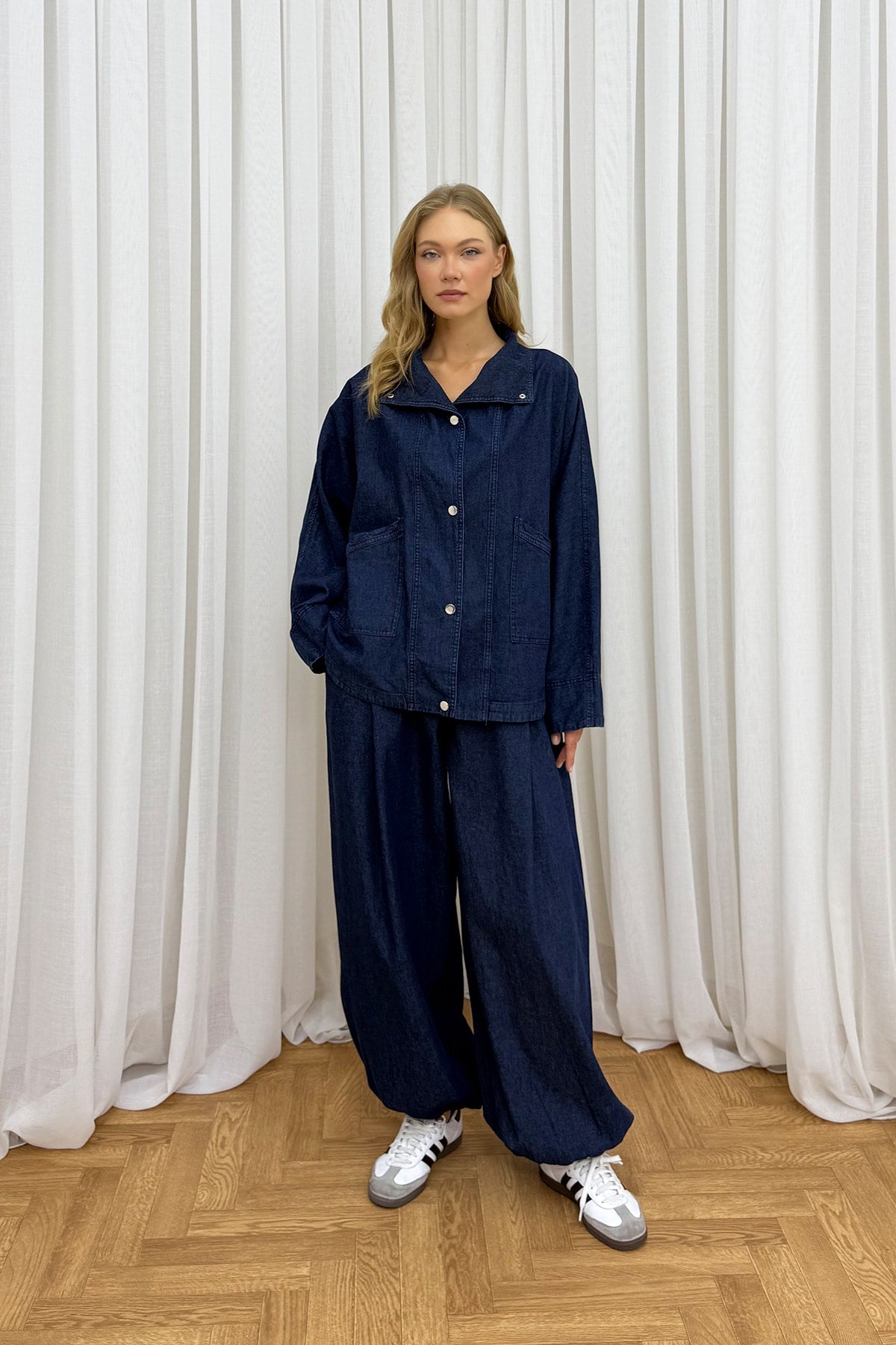 Çıtçıtlı Denim Takım 85-964