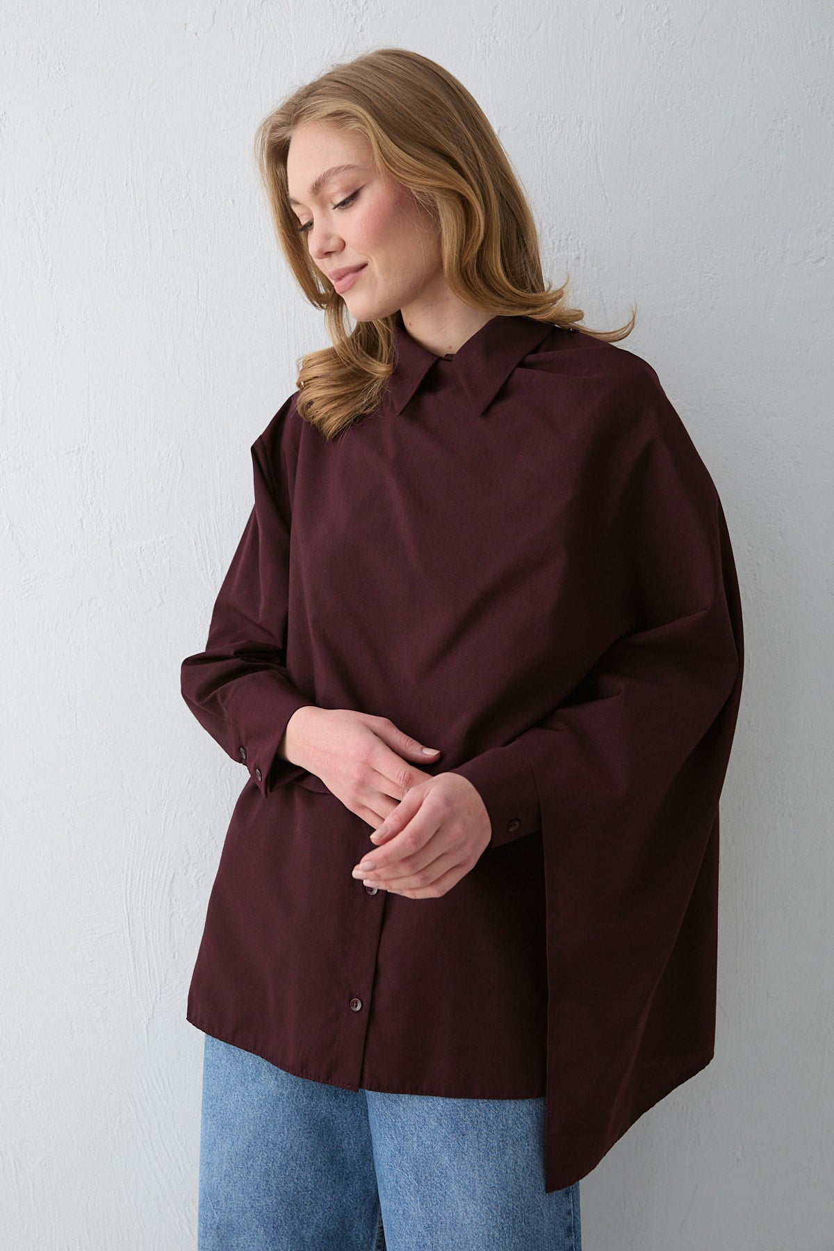 Şal Detaylı Poplin Gömlek 32-2757