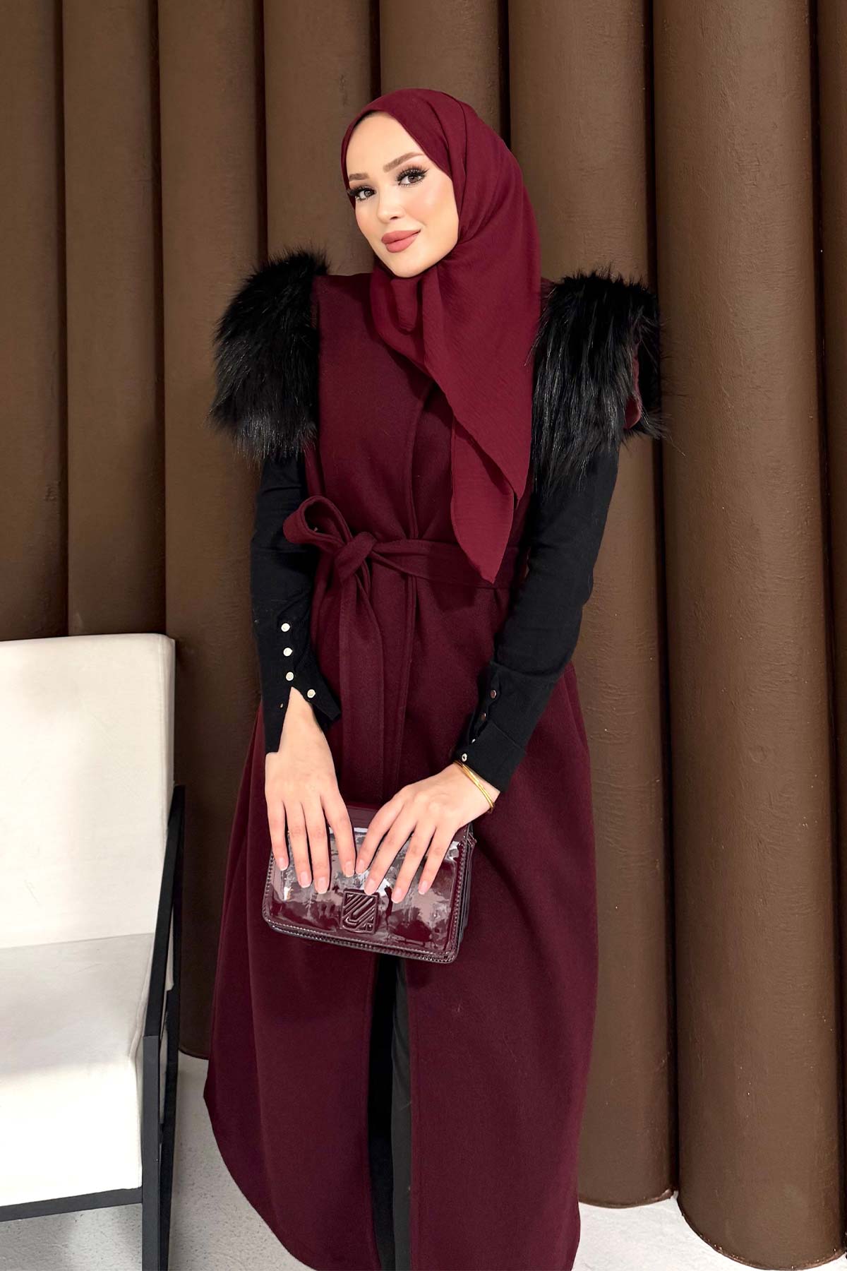 Kürklü Kaşe Yelek 32-3709