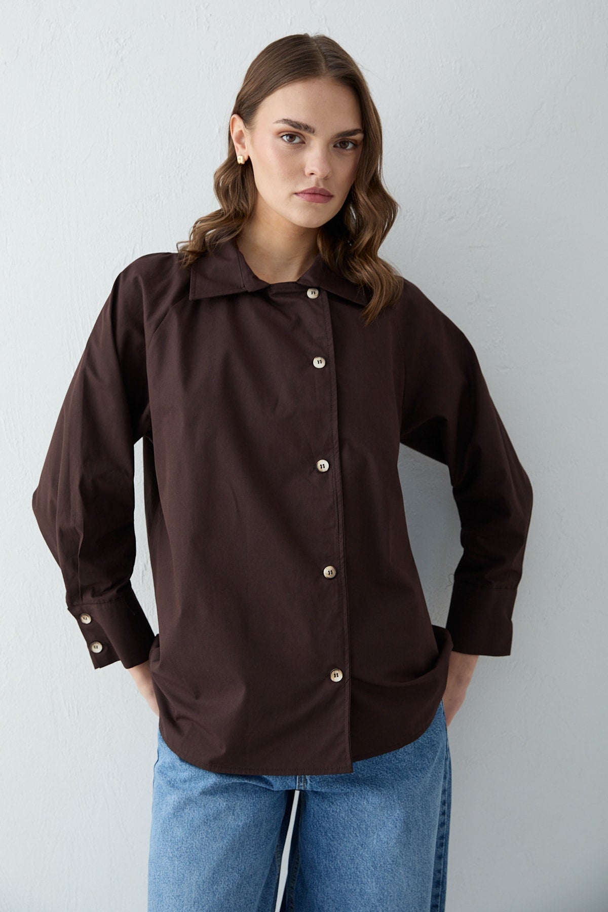Düğmeli Poplin Gömlek 32-2703