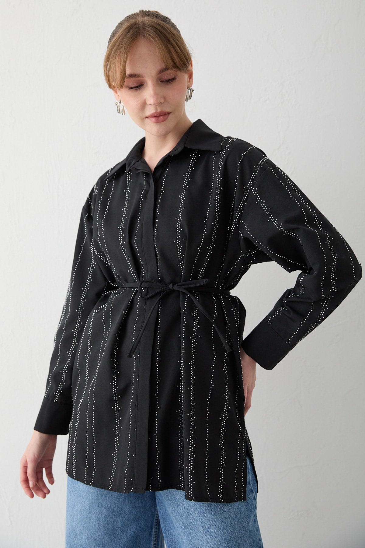 Taşlı Poplin Gömlek 32-2620