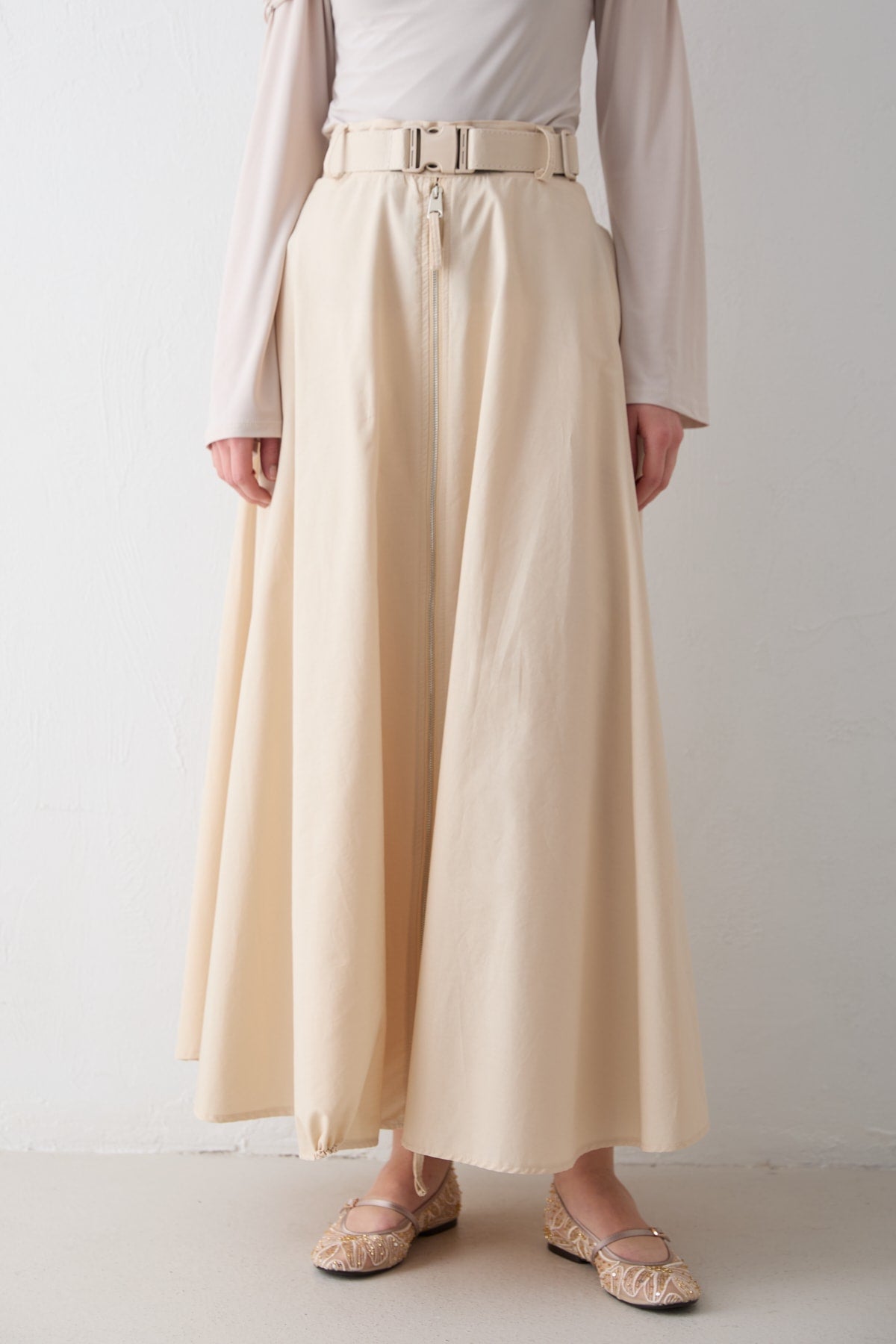 Fermuar Detaylı Poplin Etek 32-2714