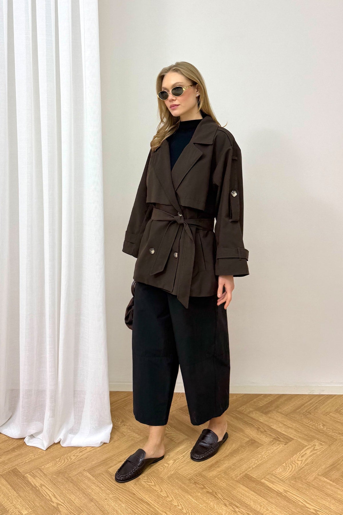 Oversize Kısa Trench 90-3010