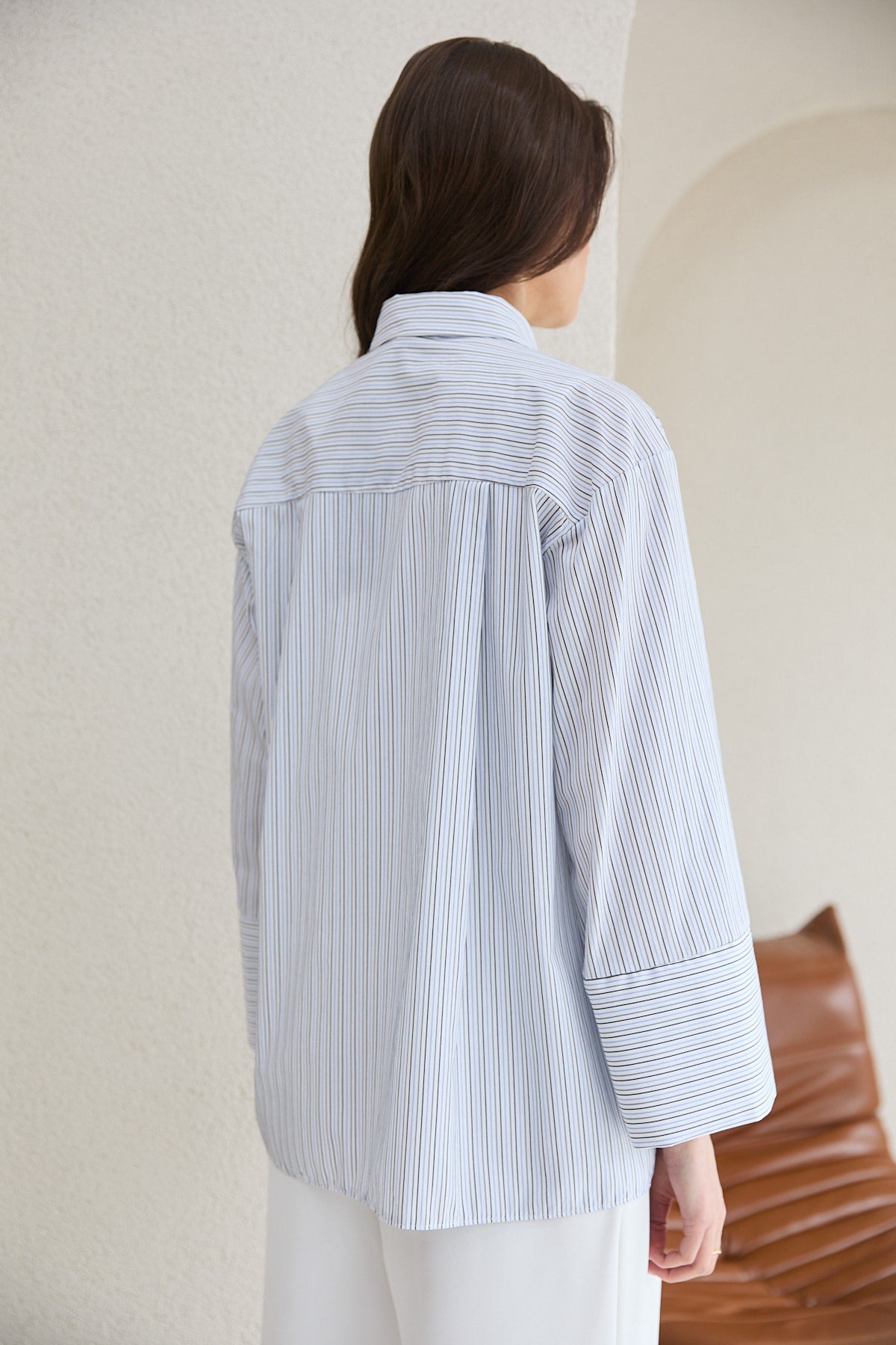 Oversize Çizgili Gömlek 32-2812