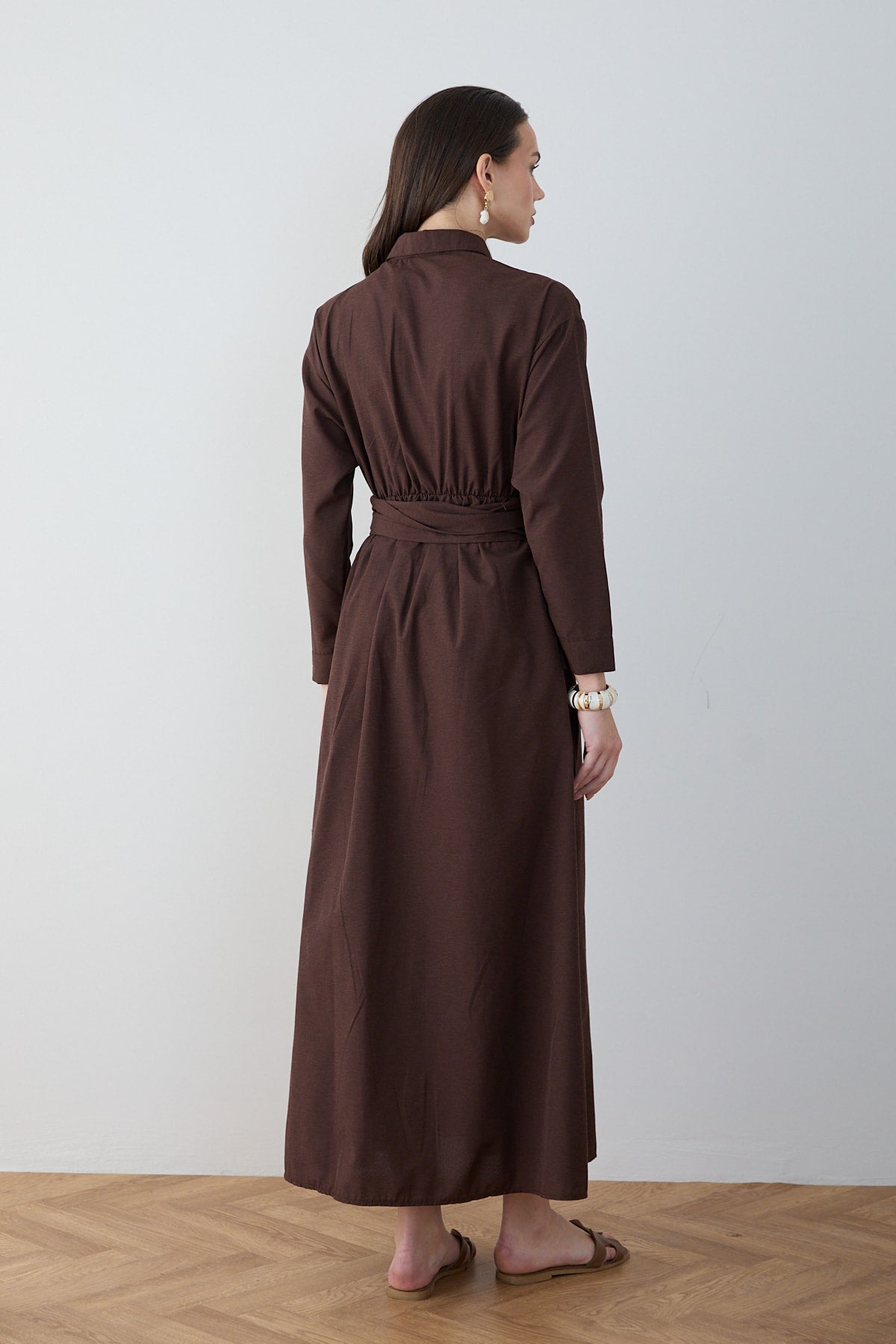 Kuşaklı Poplin Elbise 68-6302