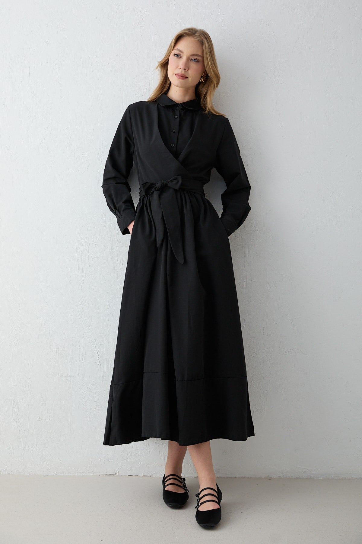 Bağlamalı Poplin Elbise 68-6163-1