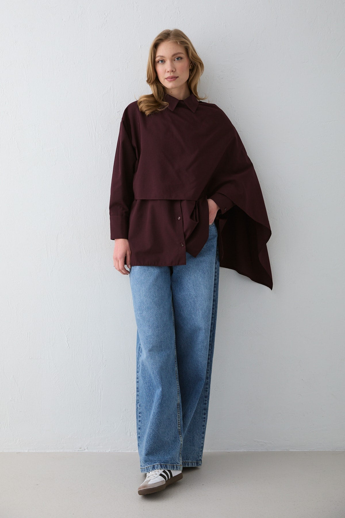 Şal Detaylı Poplin Gömlek 32-2757
