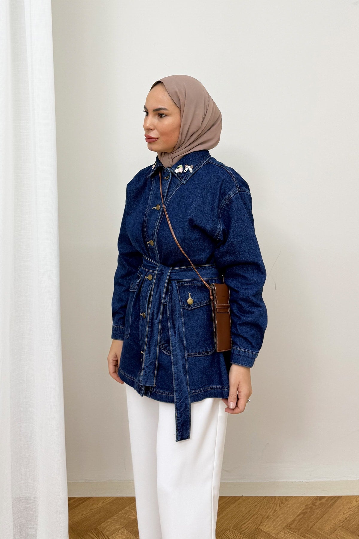 Aksesuarlı Denim Ceket 3-721