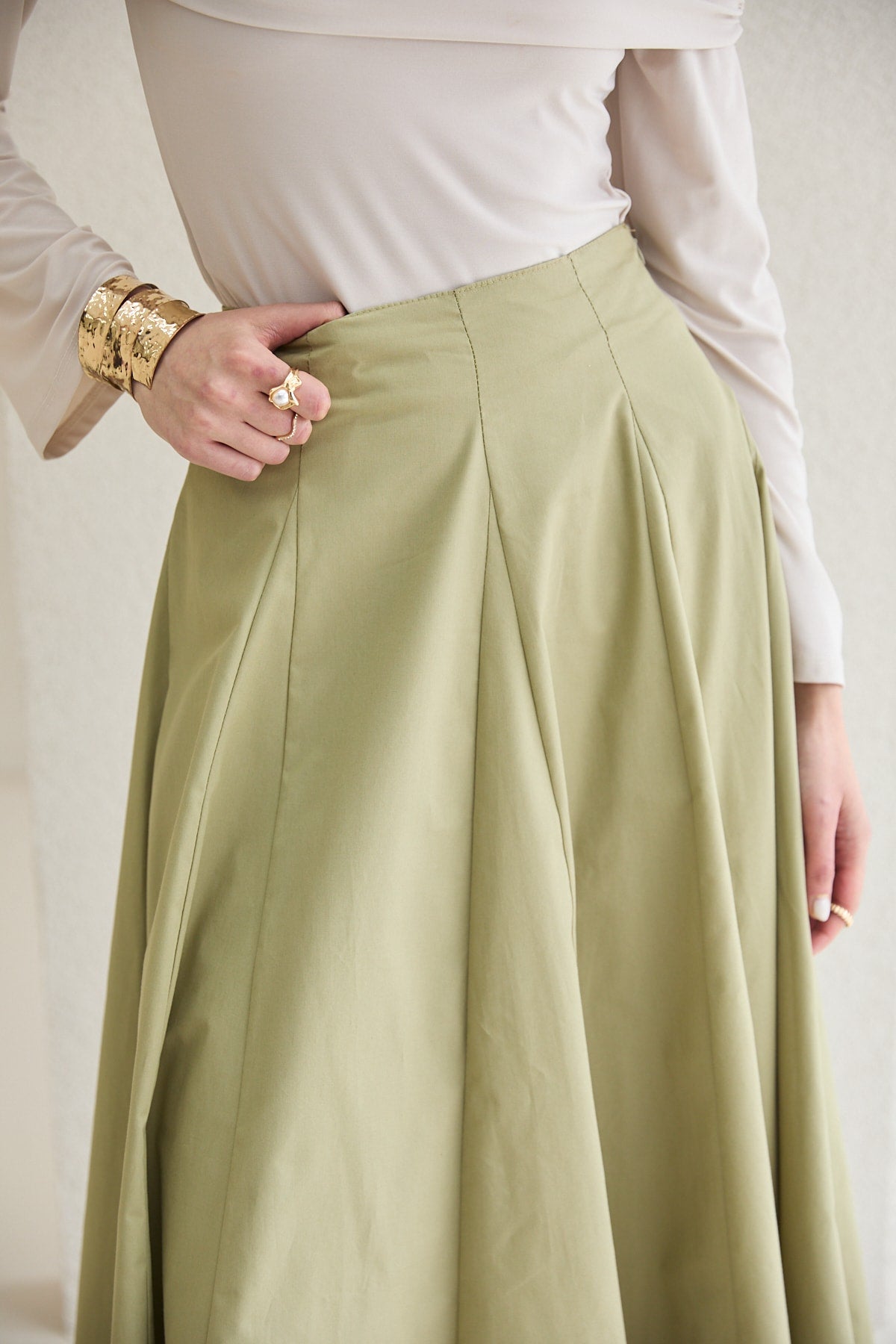 Parçalı Poplin Etek 32-2776