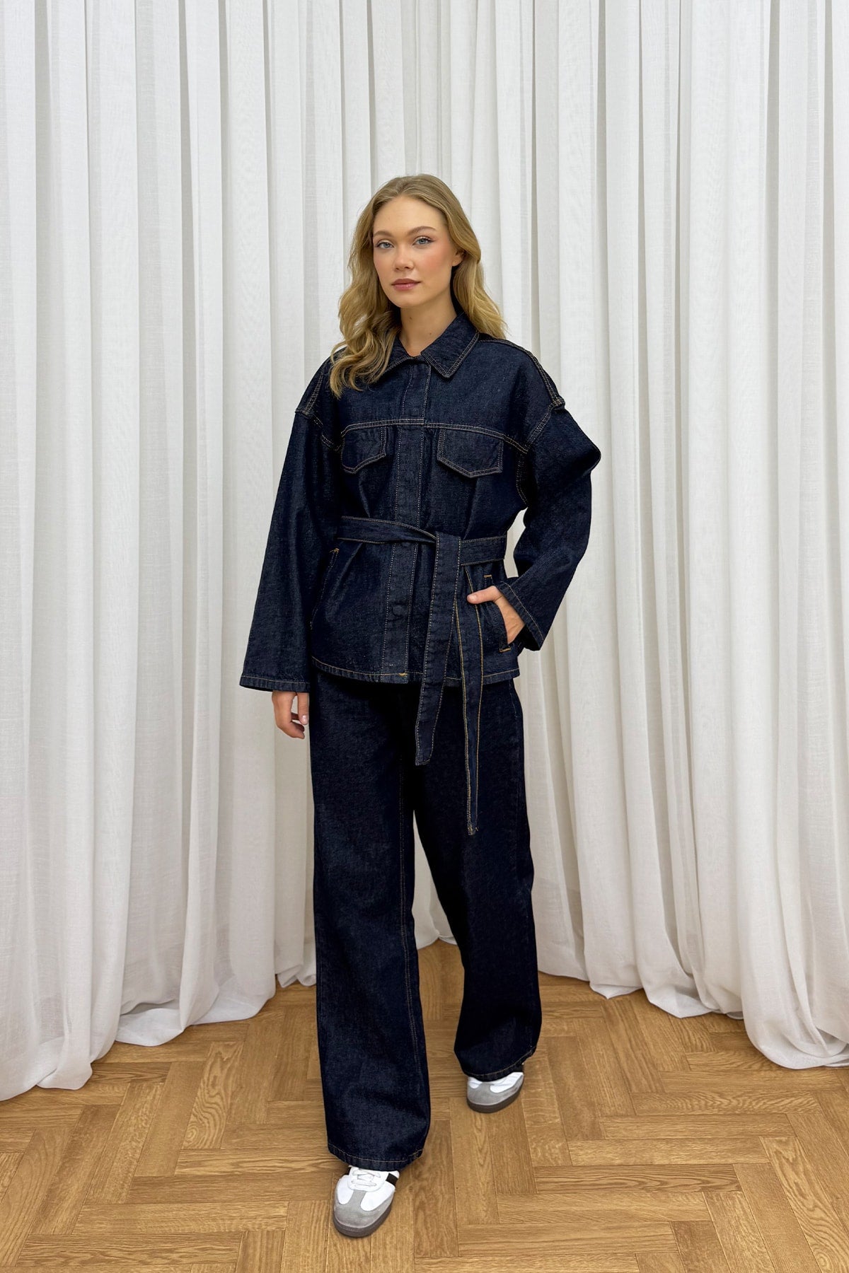 Bağlamalı Denim Takım 86-0275