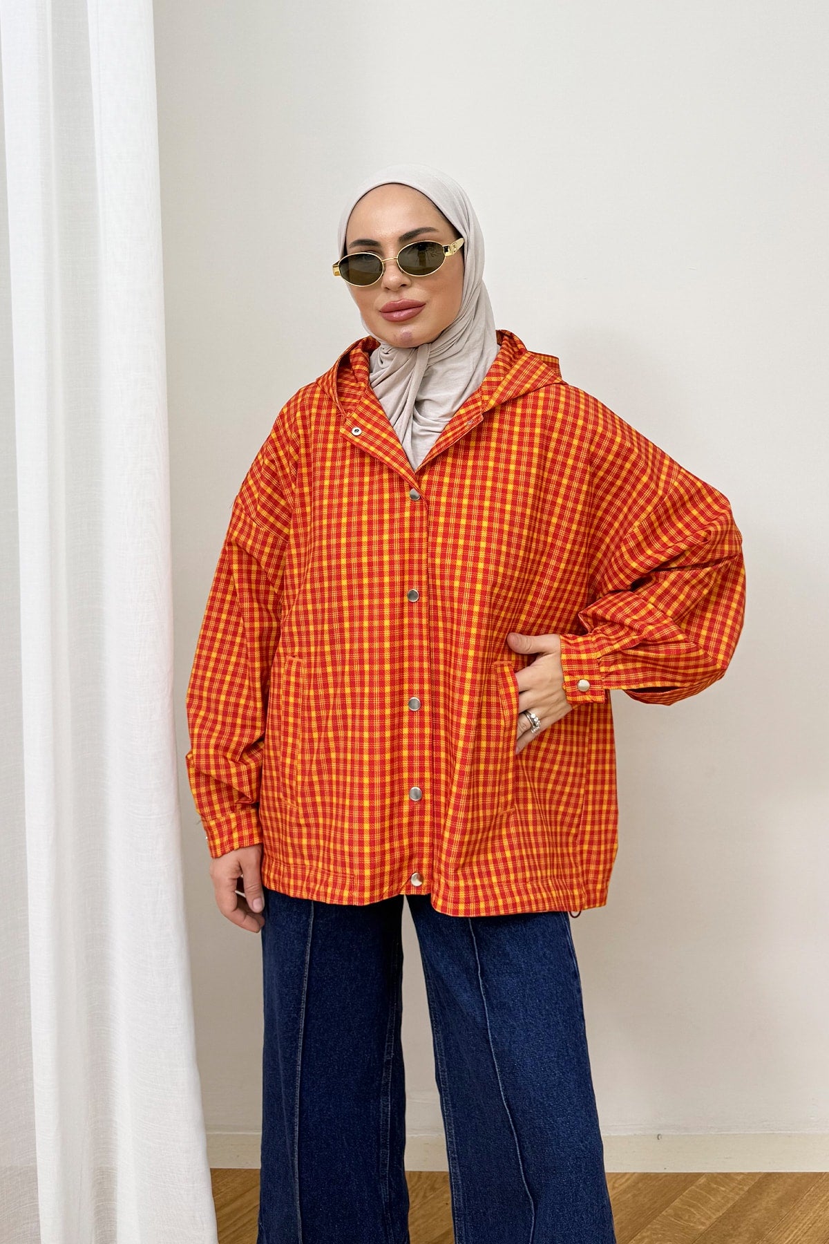 Ekose Çıtçıtlı Yağmurluk 3-4590