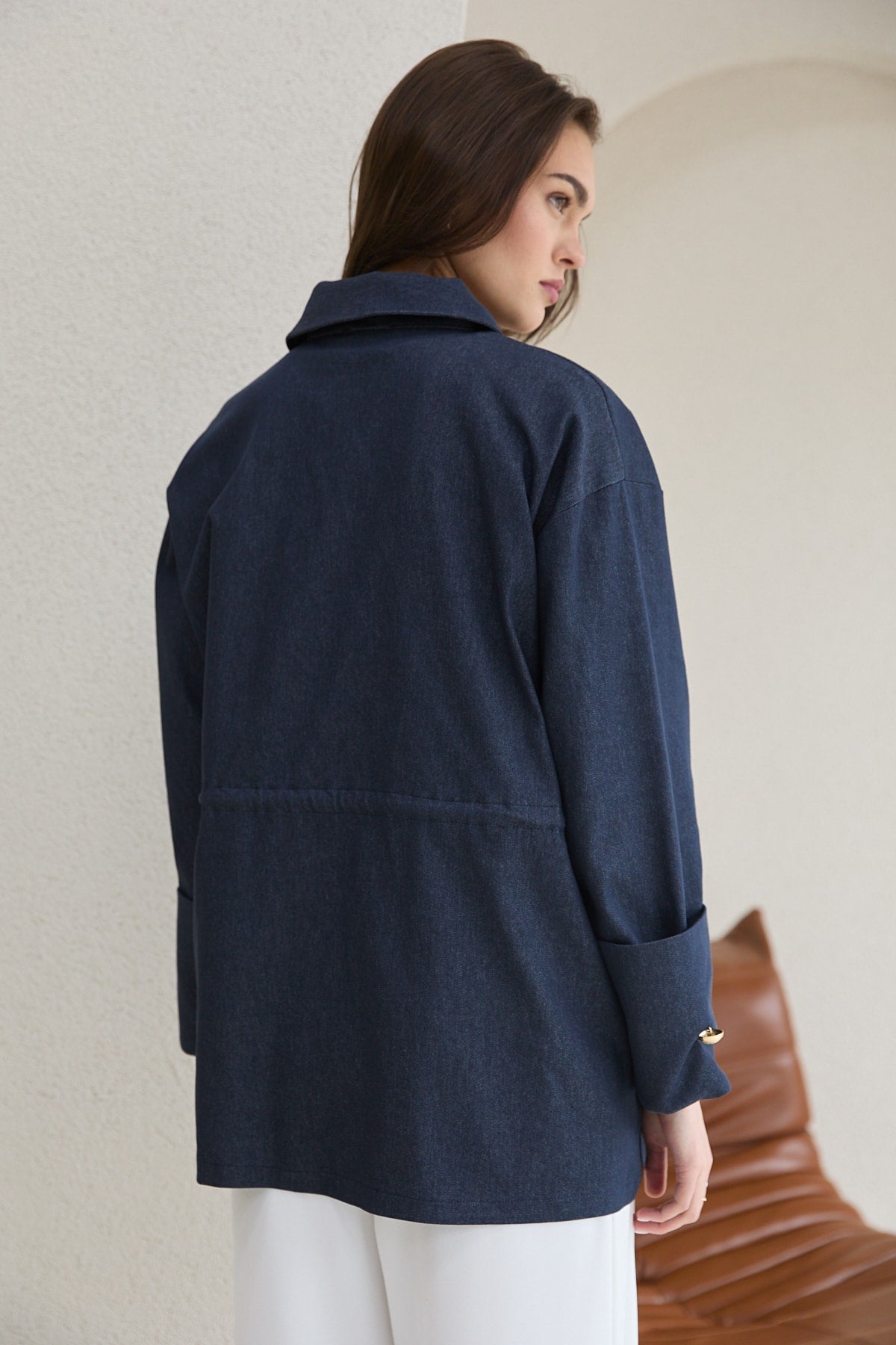 Düğmeli Denim Kap 32-2779