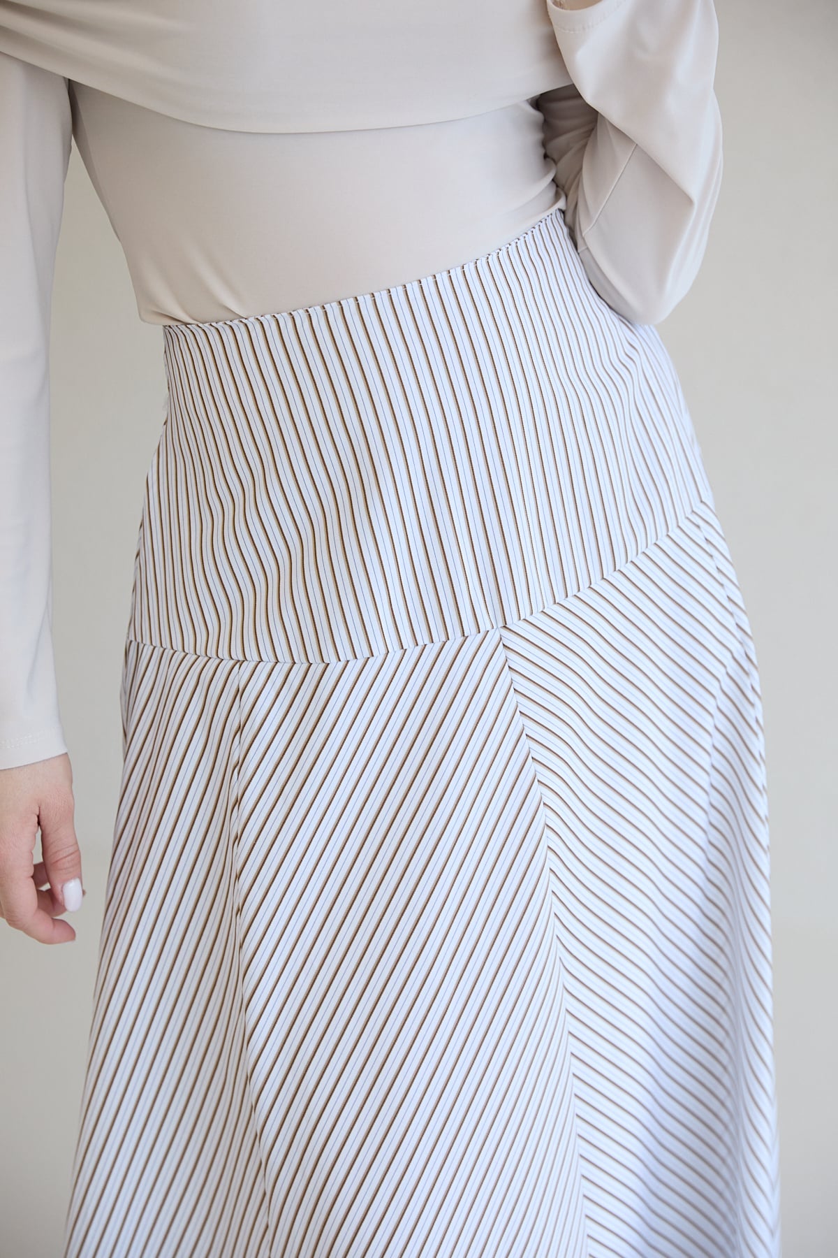 Çizgili Poplin Etek 32-2828