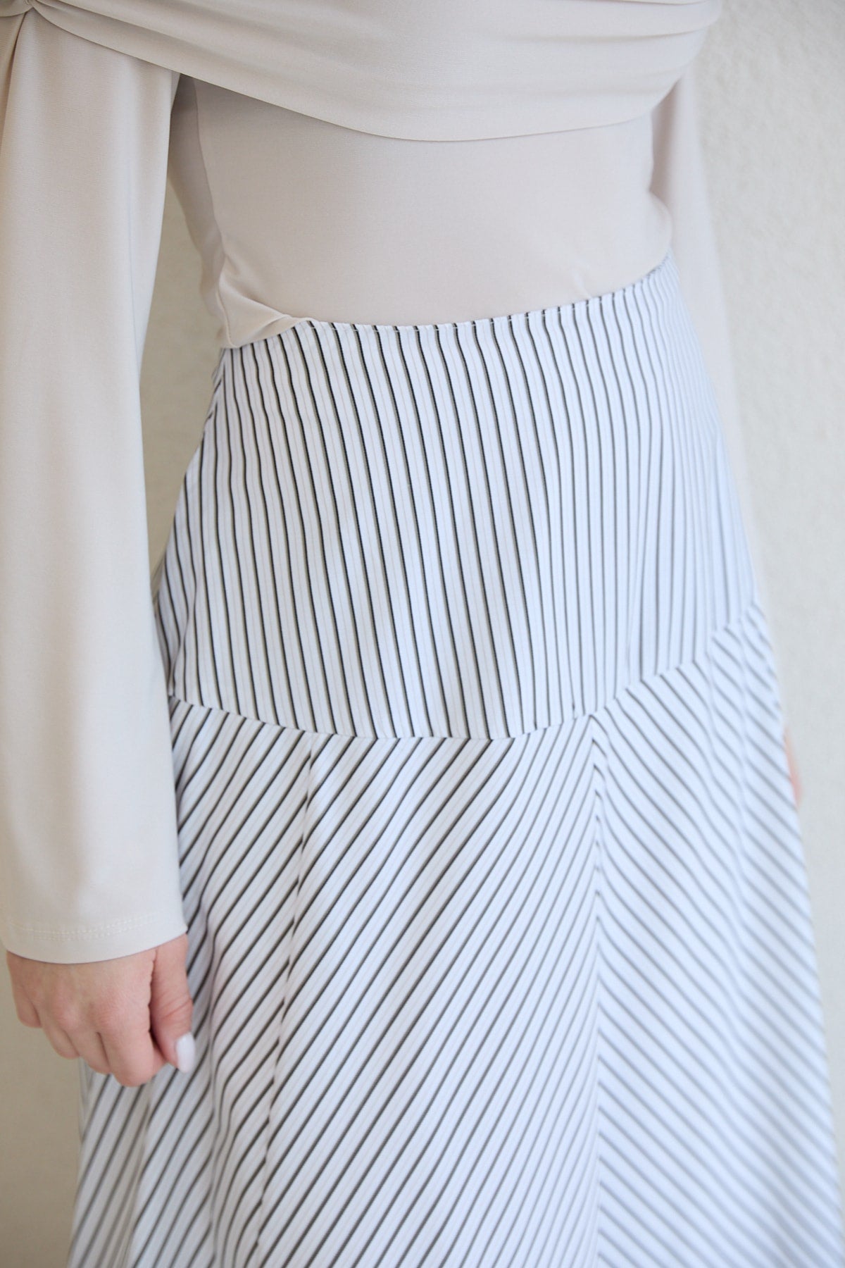 Çizgili Poplin Etek 32-2828