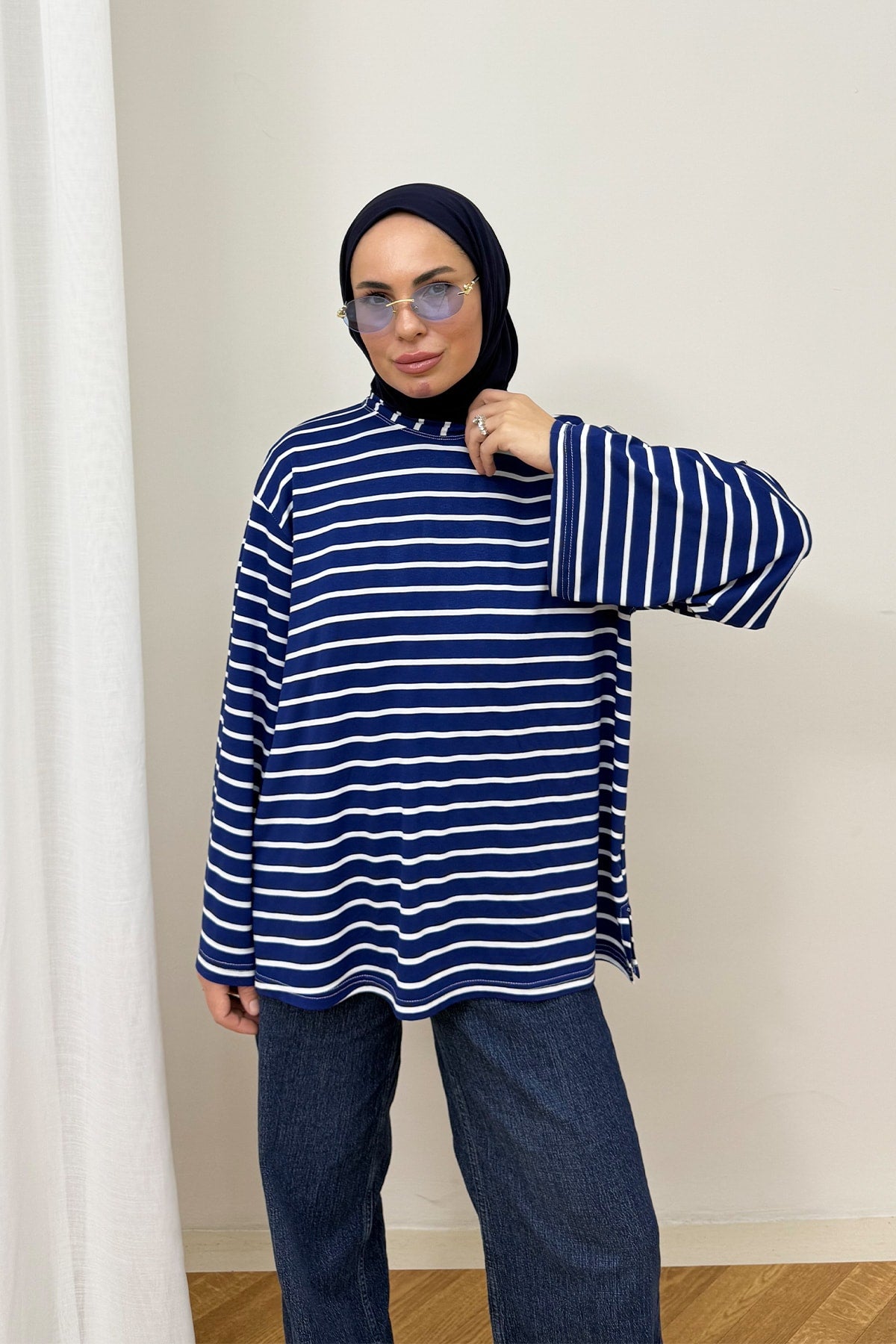 Geniş Çizgili Tunik 3-0011