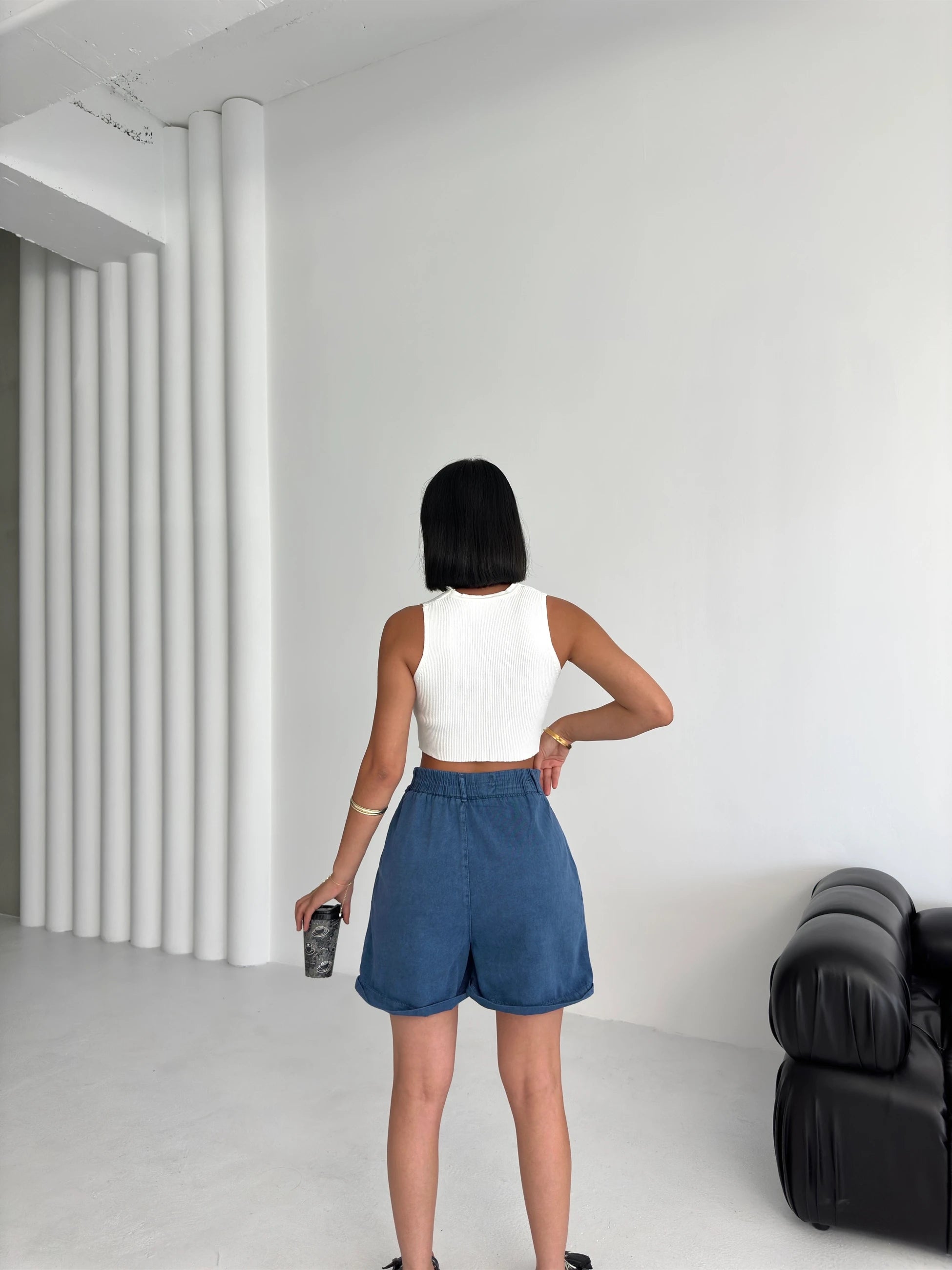 Sade Gabardin Şort