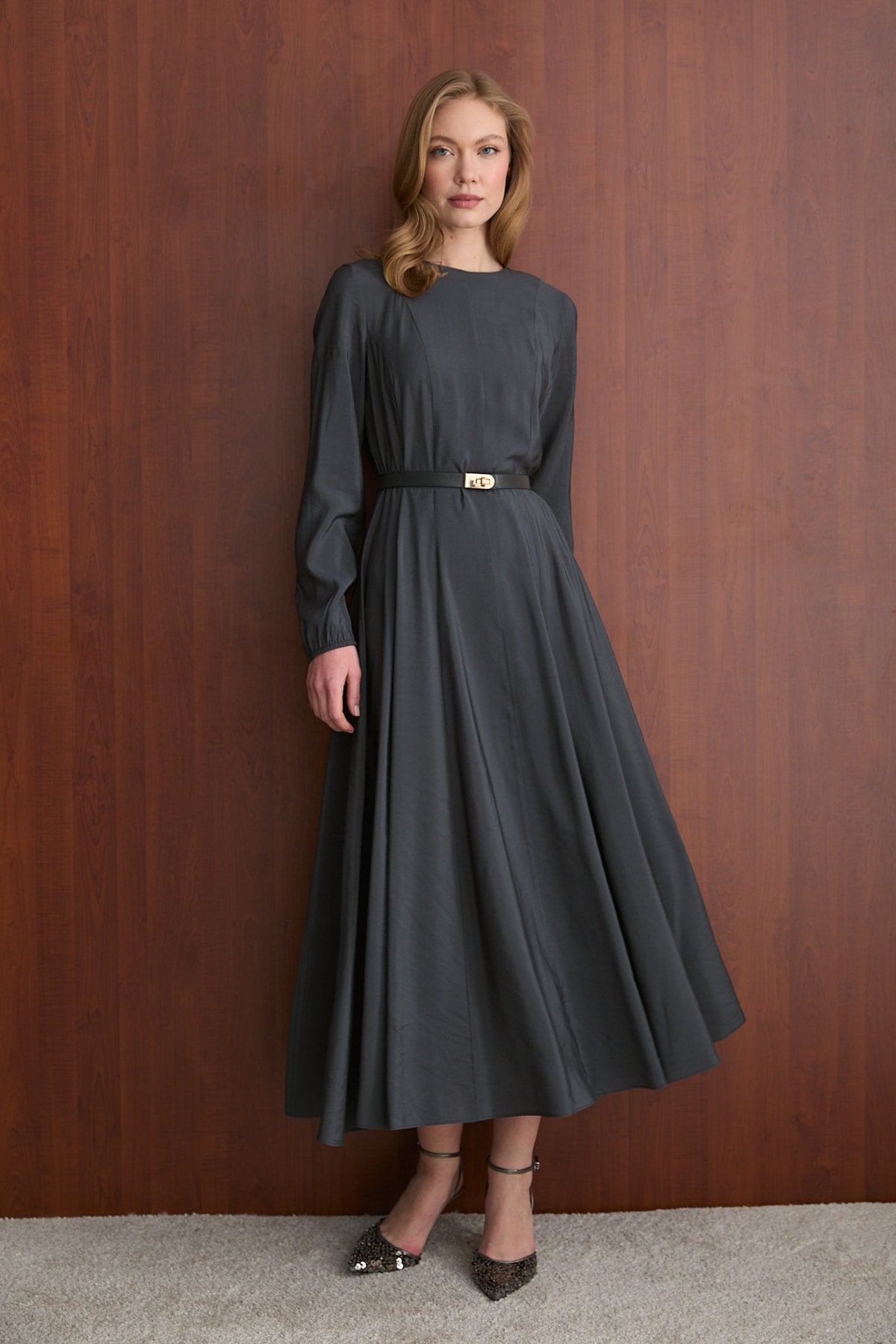 Kemerli Modal Elbise 32-2609