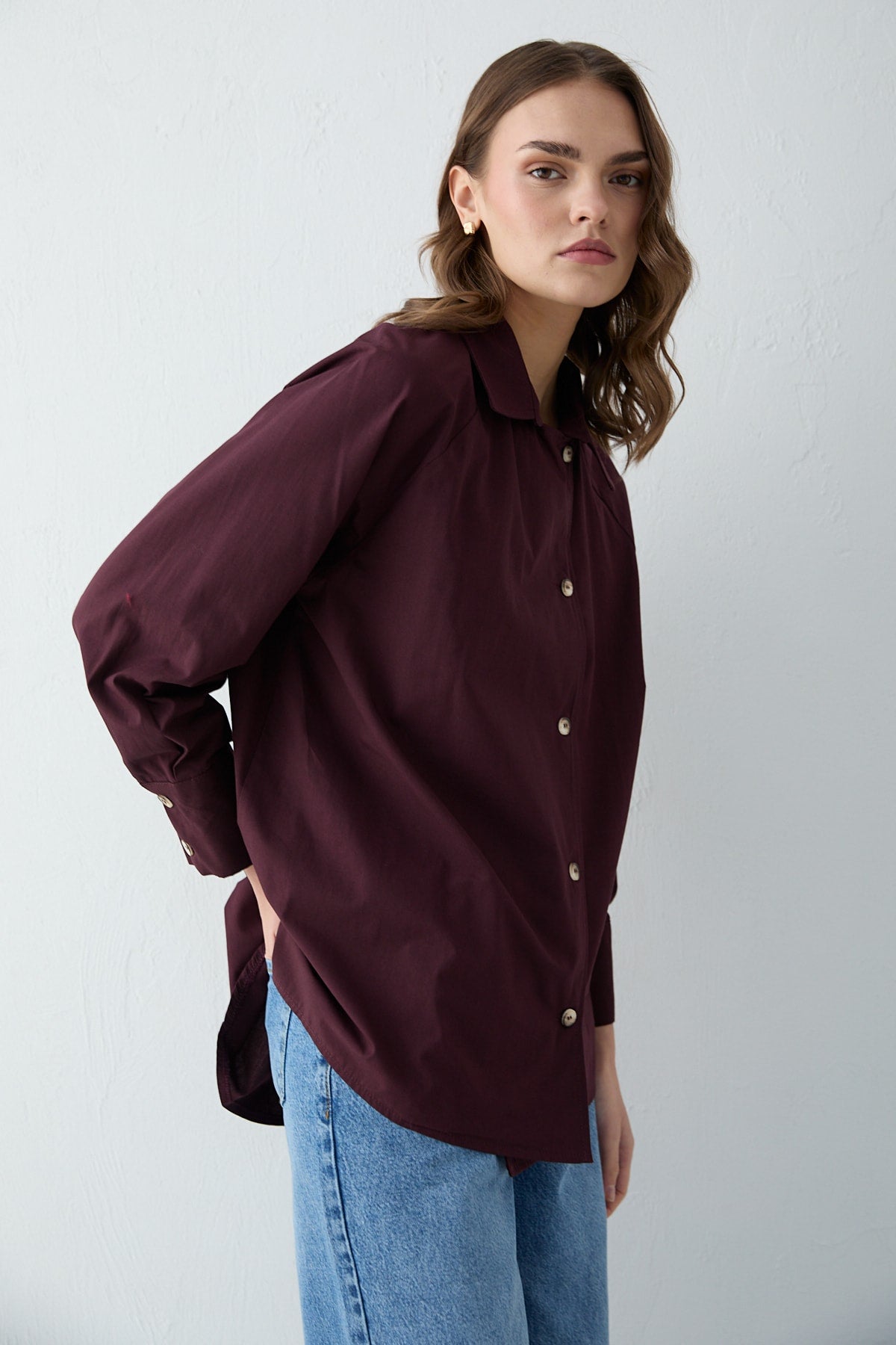 Düğmeli Poplin Gömlek 32-2703