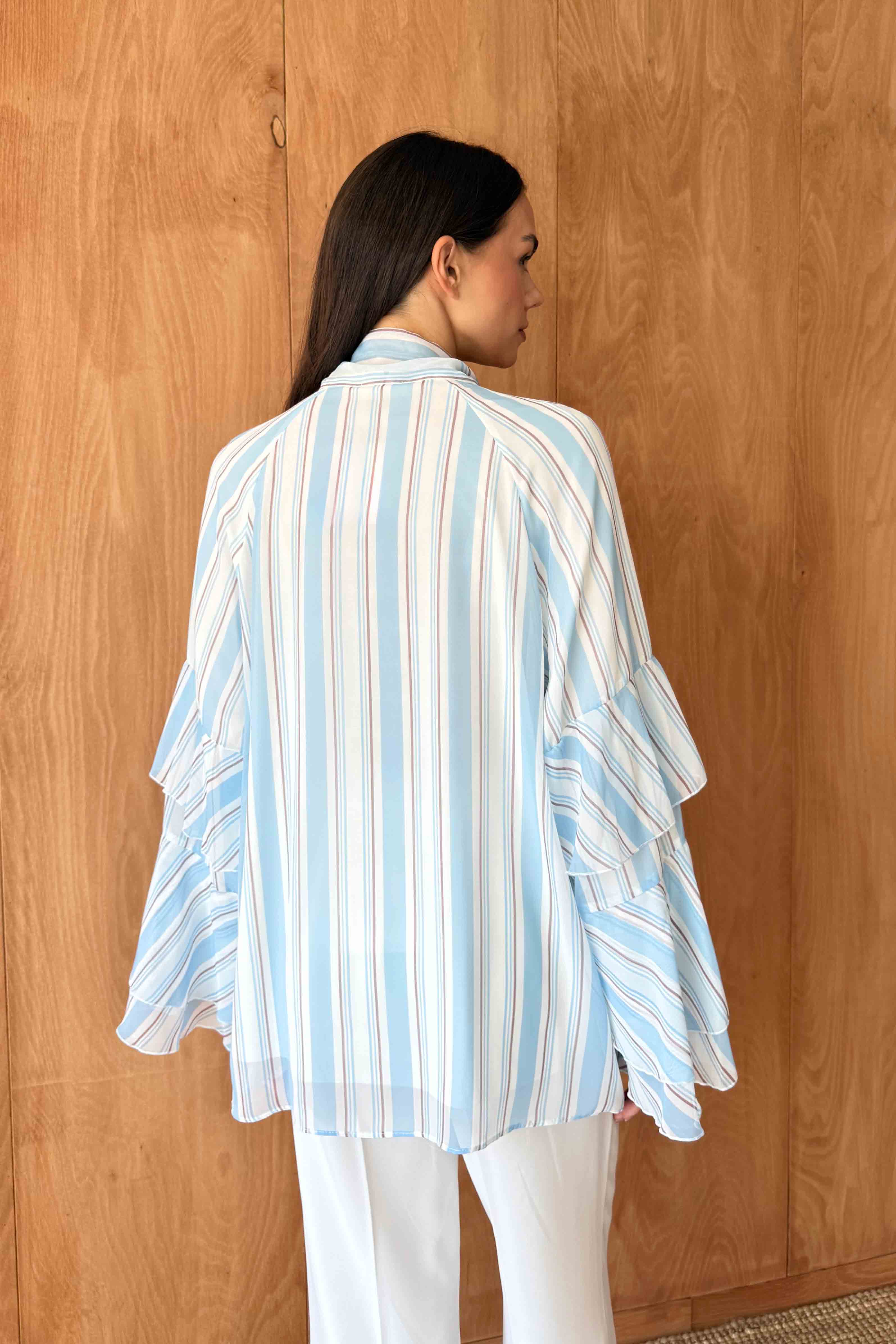 Çizgili Şifon Tunik 32-2907