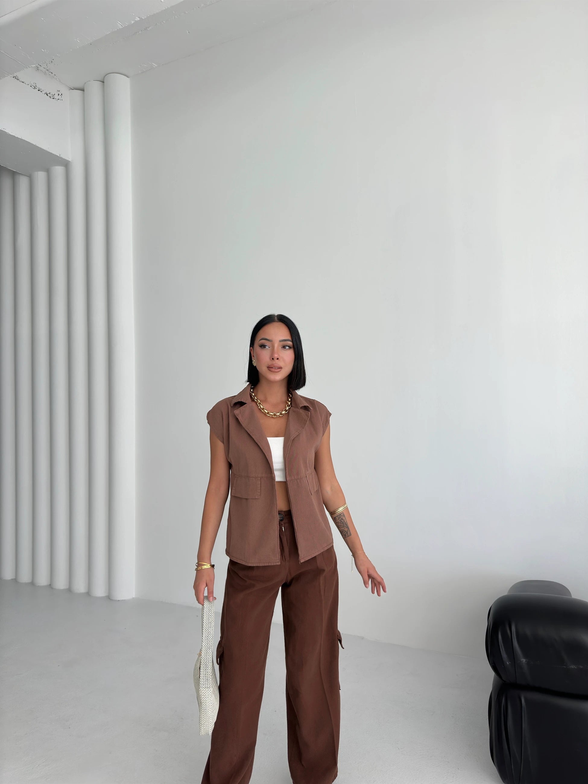 Gabardin Keten Yelek