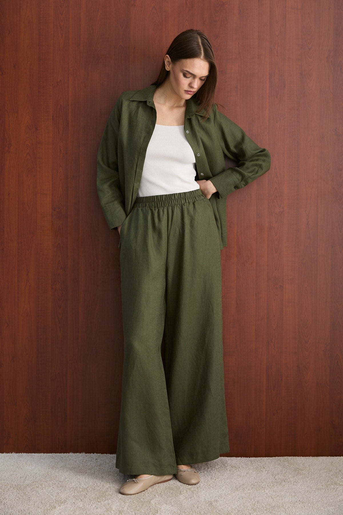 Keten Pantolon 32-2765-1 Kadın Pantolon