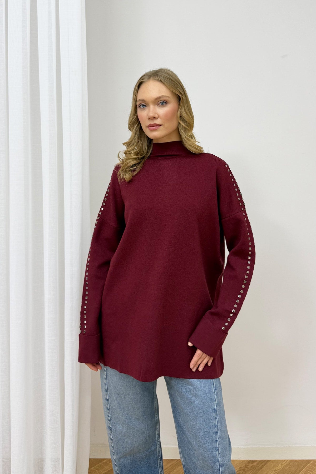 Aksesuarlı Triko Tunik 87-26150