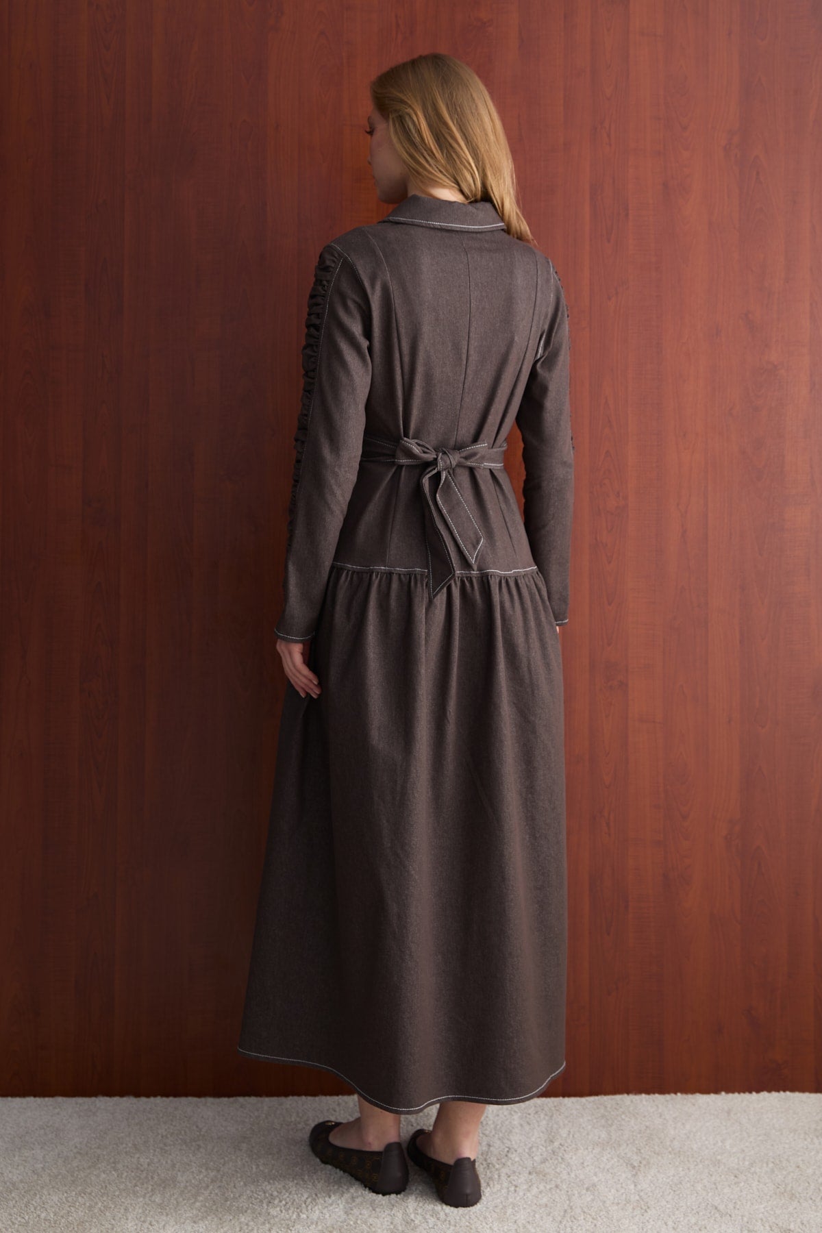 Fermuarlı Denim Elbise 32-2763