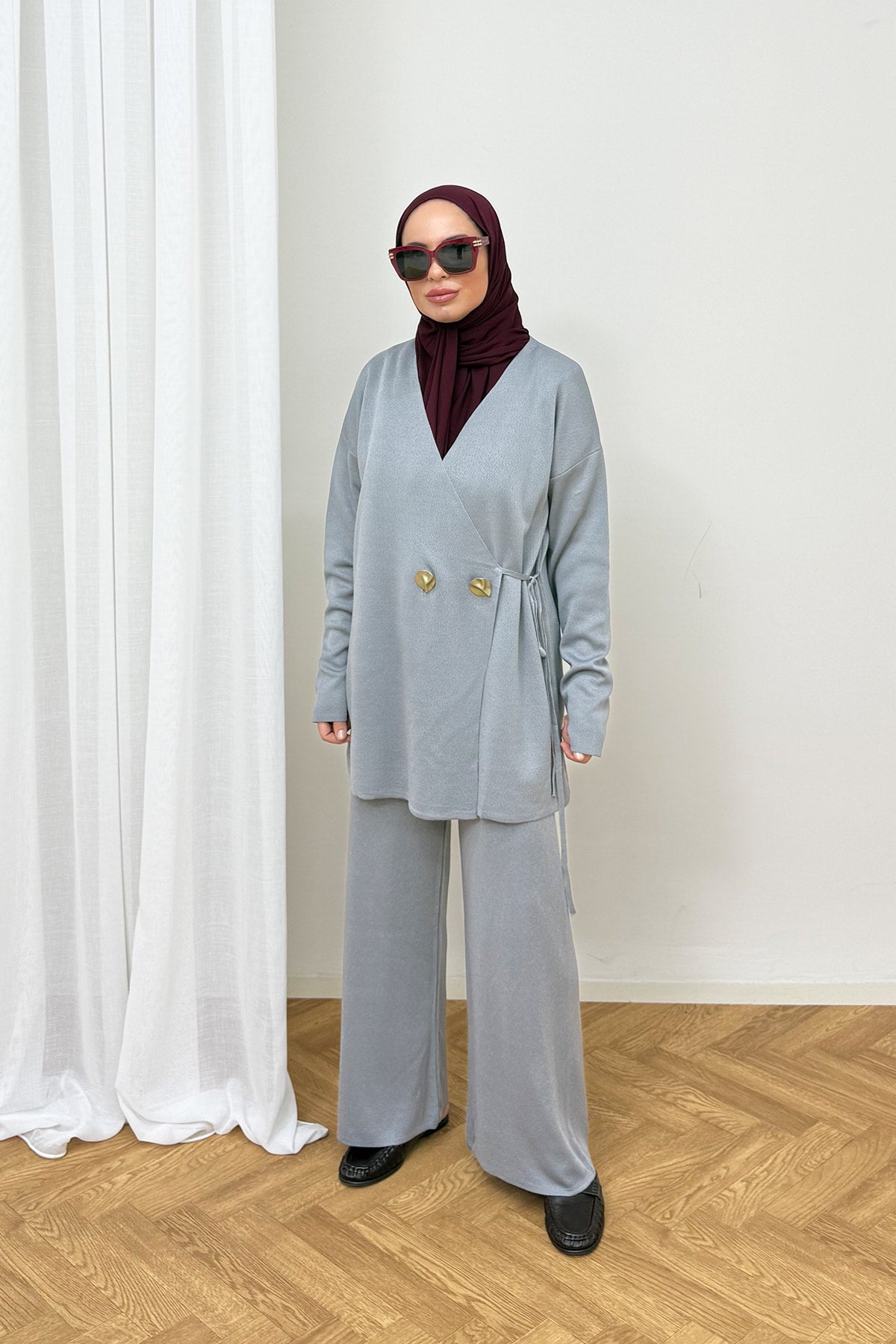 Düğmeli Triko Takım 87-25310