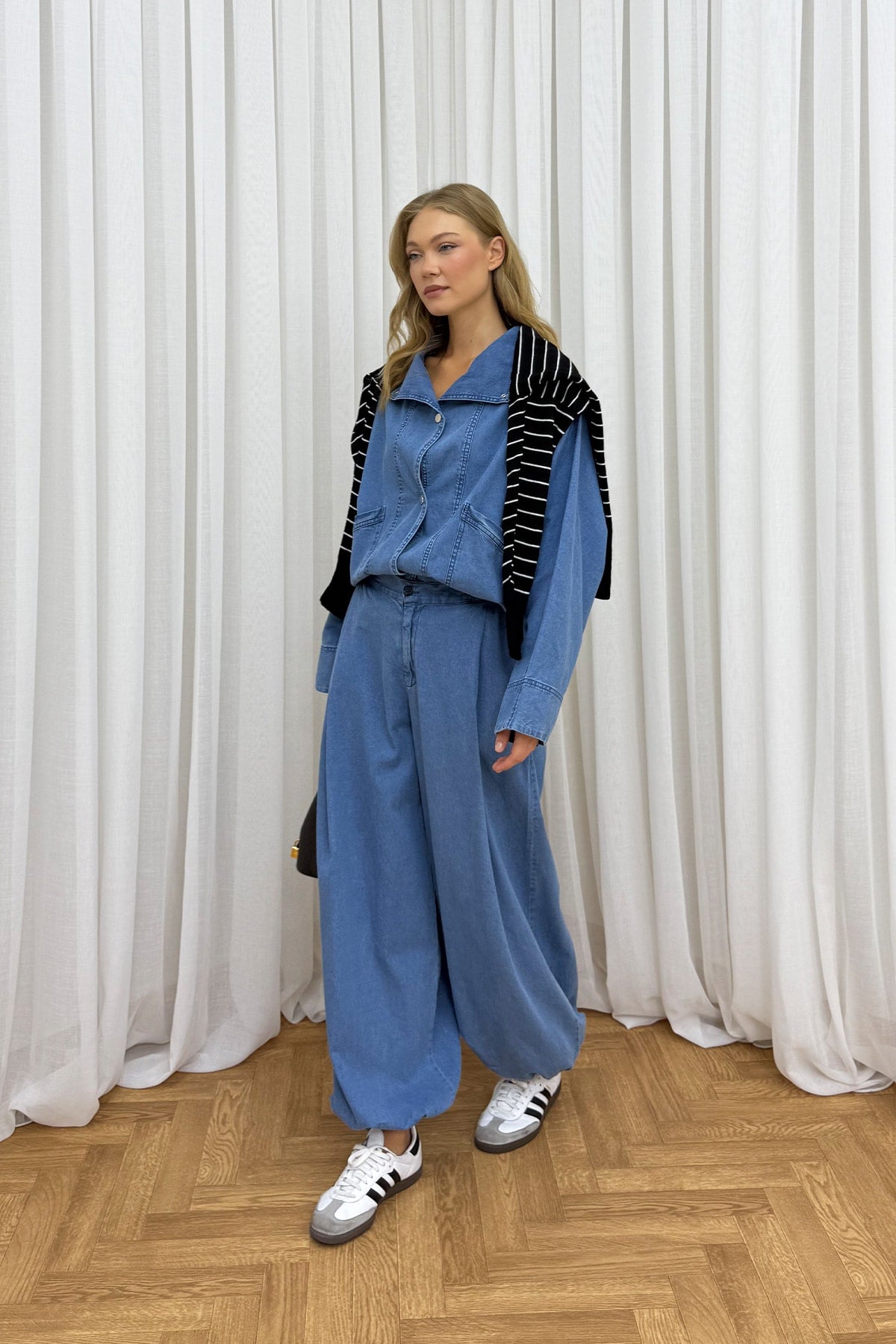 Çıtçıtlı Denim Takım 85-964