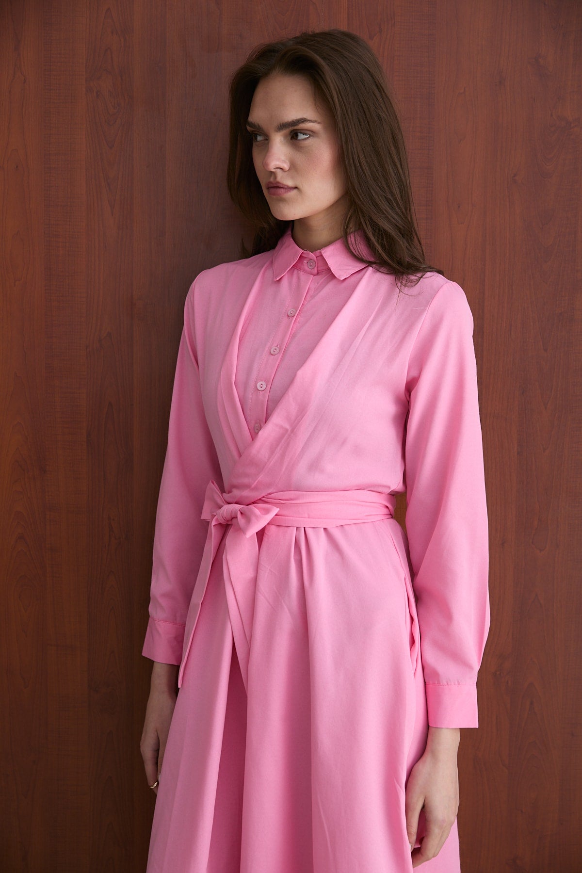 Bağlamalı Poplin Elbise 68-6163-1