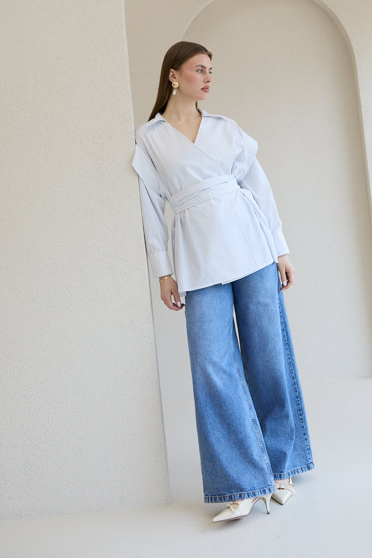 Çizgili Poplin Gömlek 32-2761