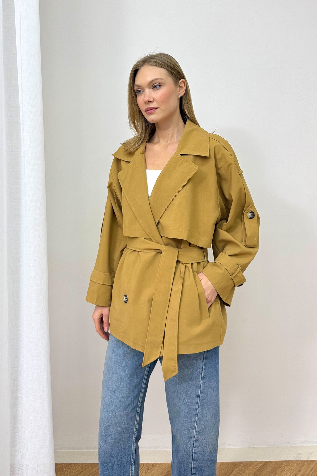 Oversize Kısa Trench 90-3010