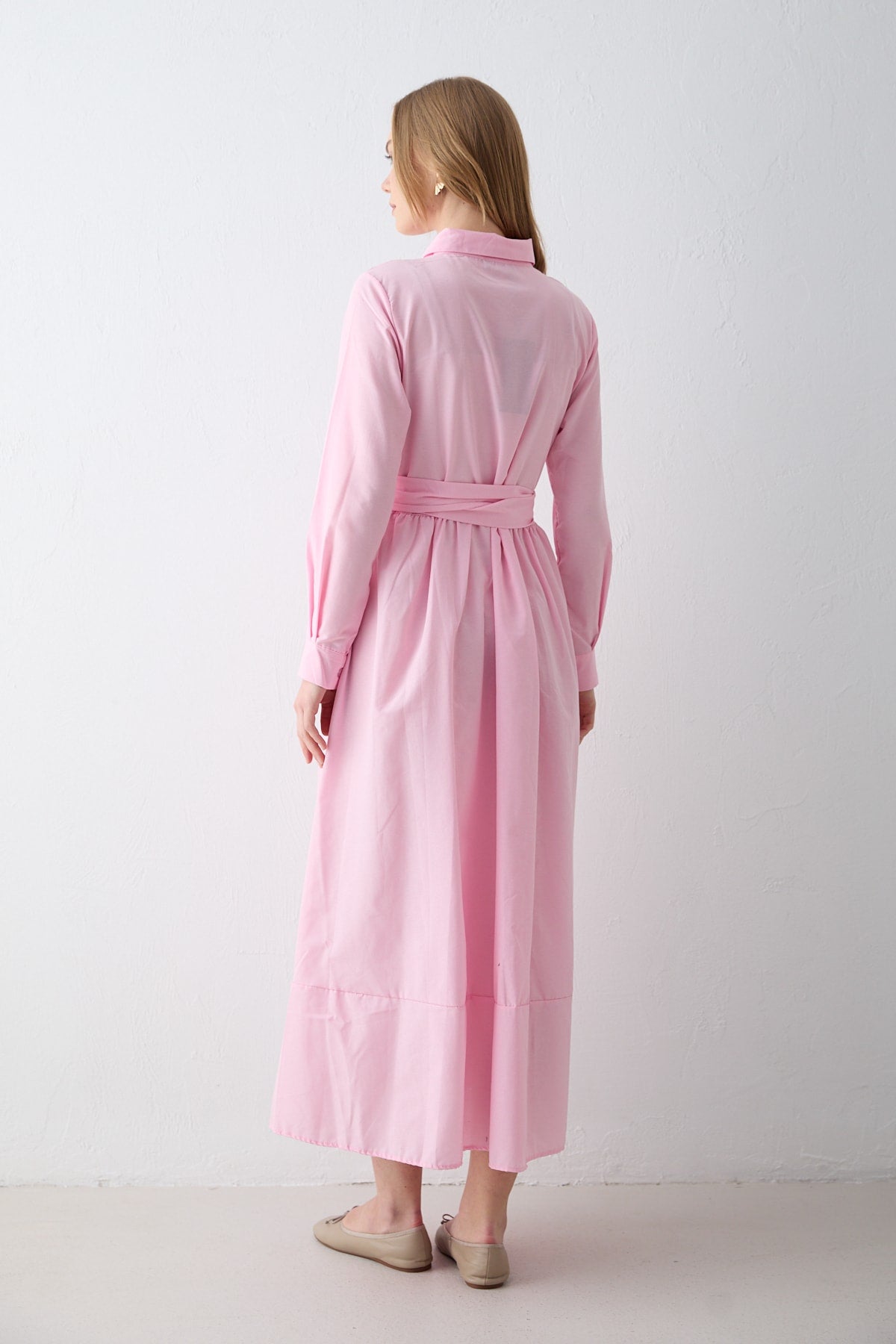 Bağlamalı Poplin Elbise 68-6163-1