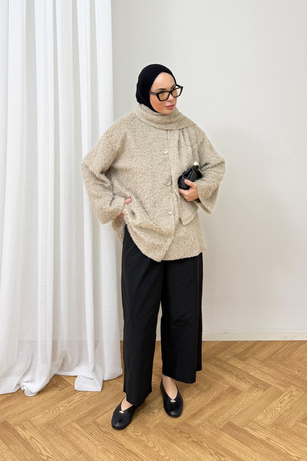 Şallı Düğmeli Hırka 4-62609