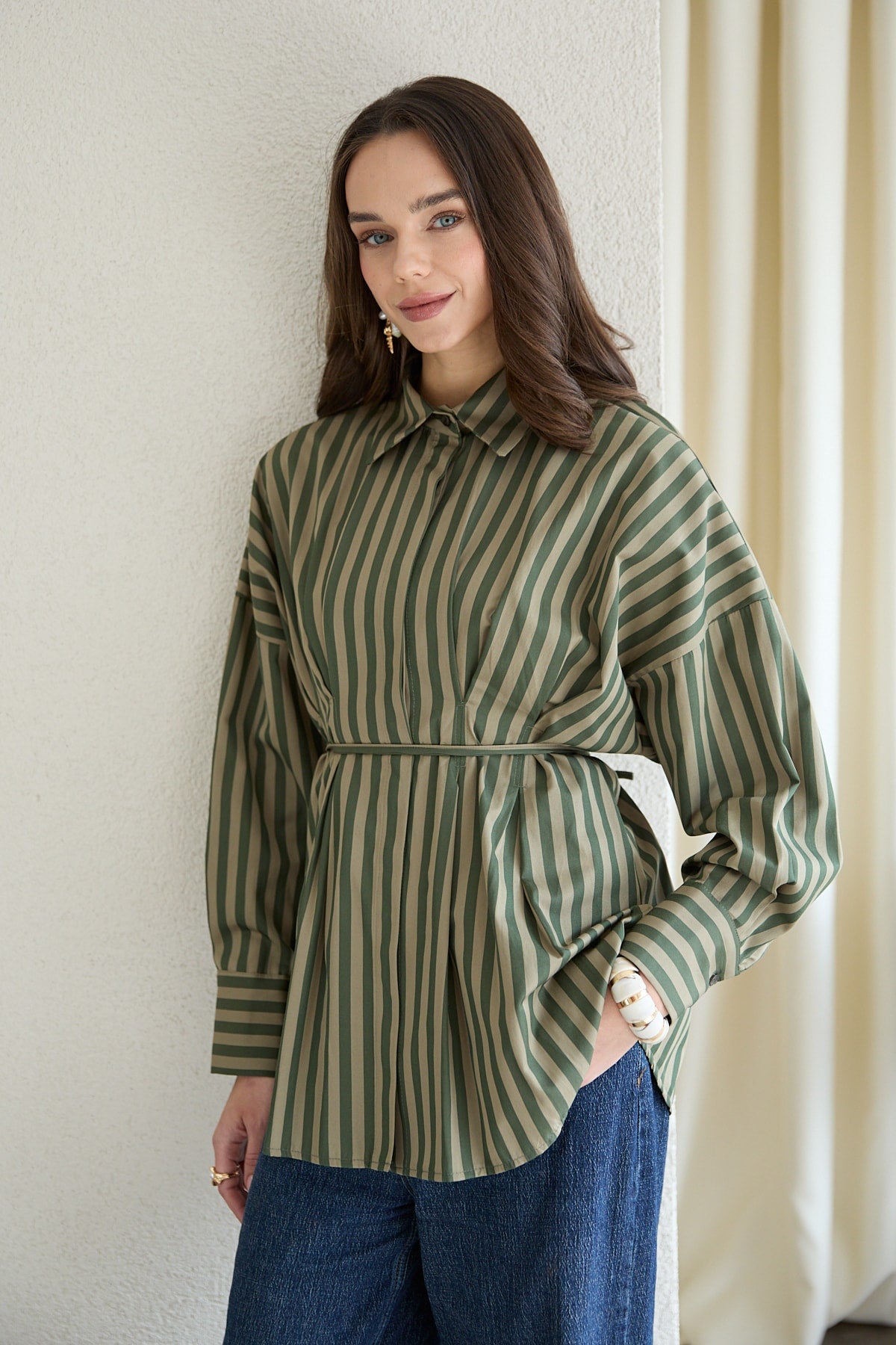 Çizgili Poplin Gömlek 32-2854