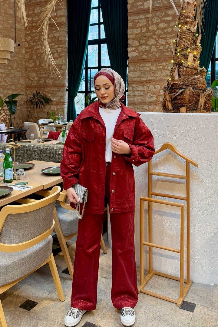 Bol Paça Varaklı Gabardin Pantolon 32-3501