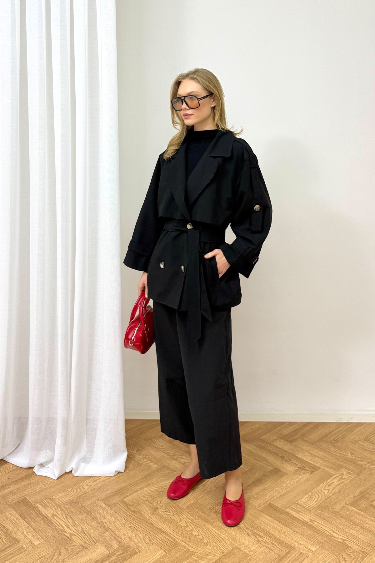 Oversize Kısa Trench 90-3010