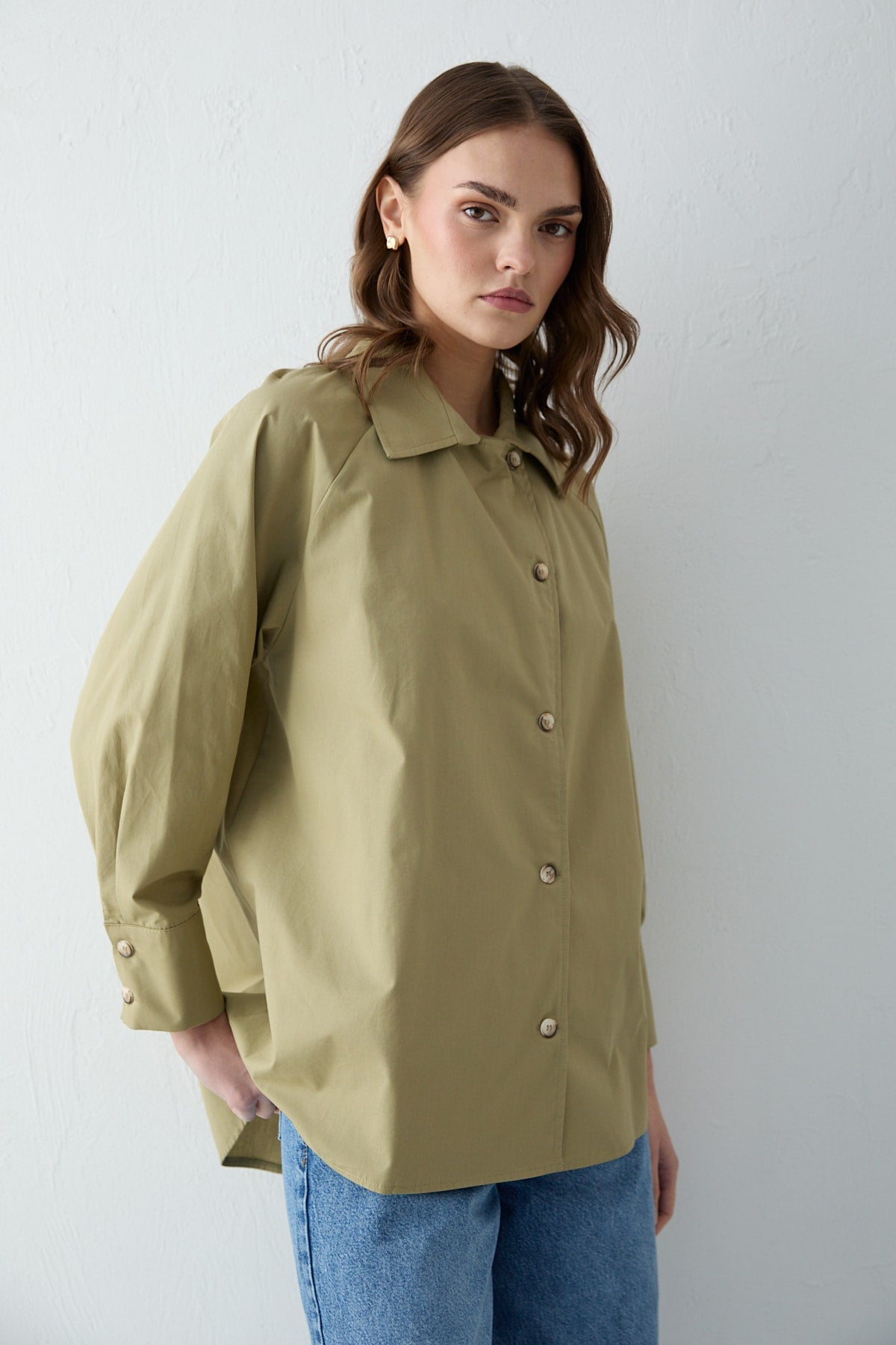 Düğmeli Poplin Gömlek 32-2703