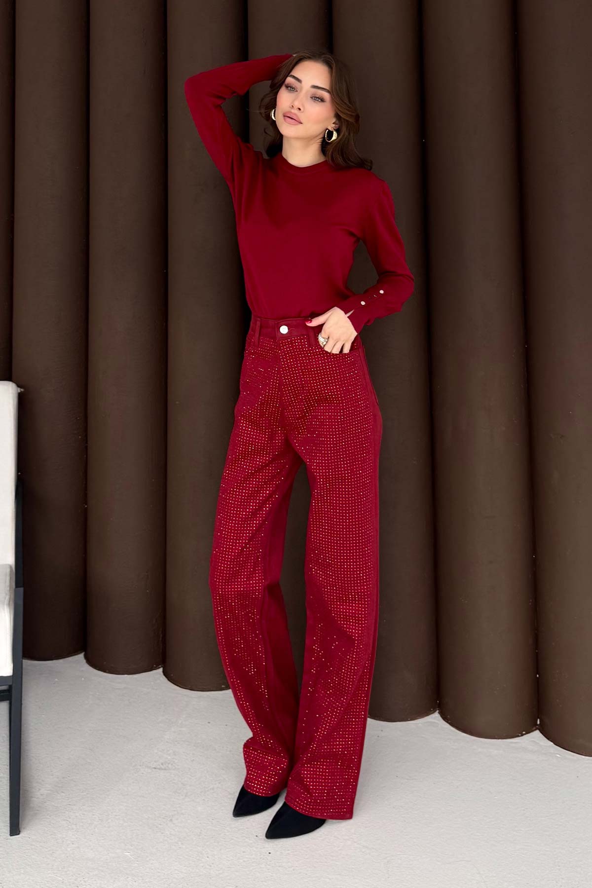 Taşlı Gabardin Pantolon 32-3506-1