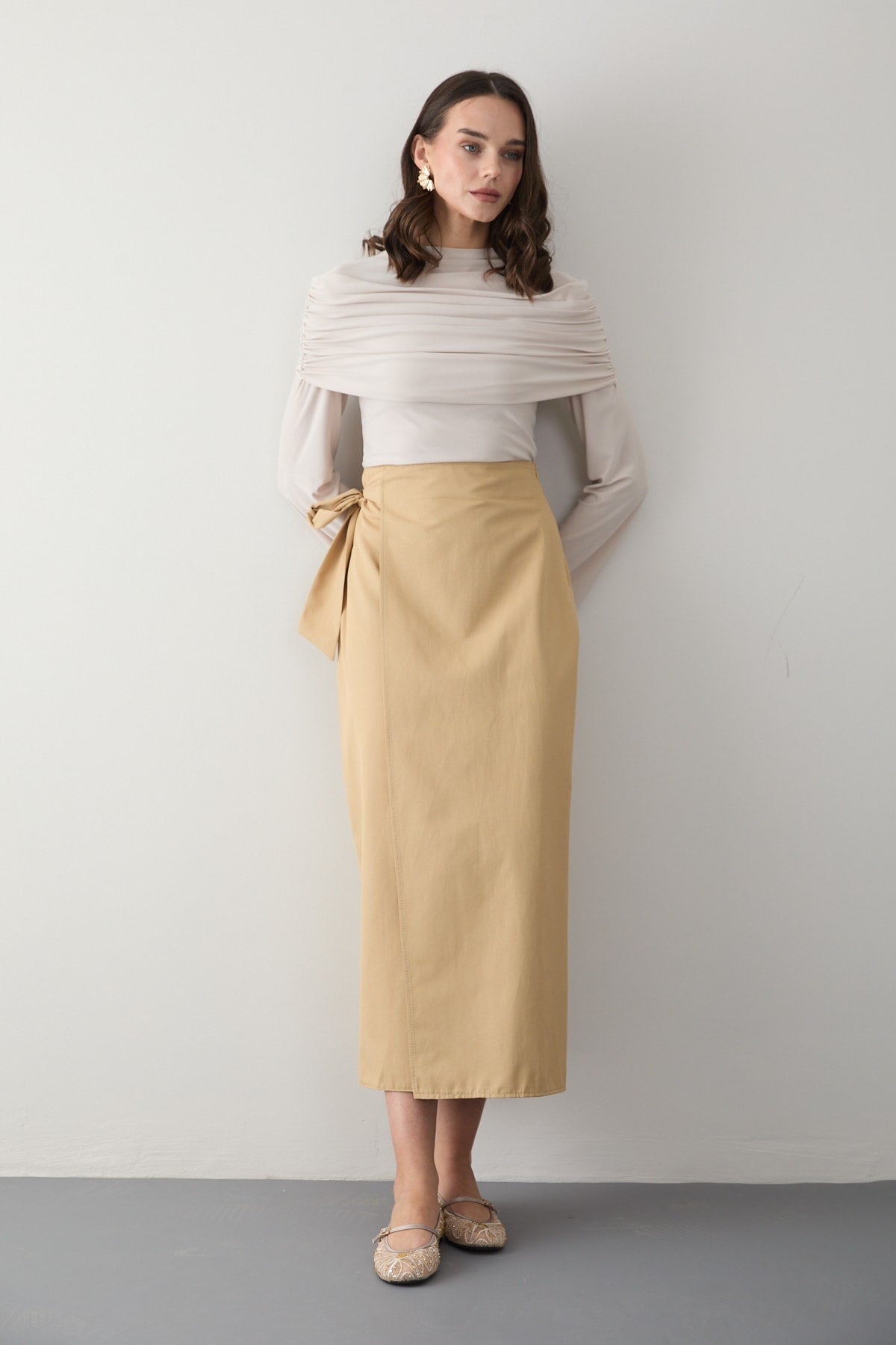 Poplin Bağlamalı Etek 32-2874