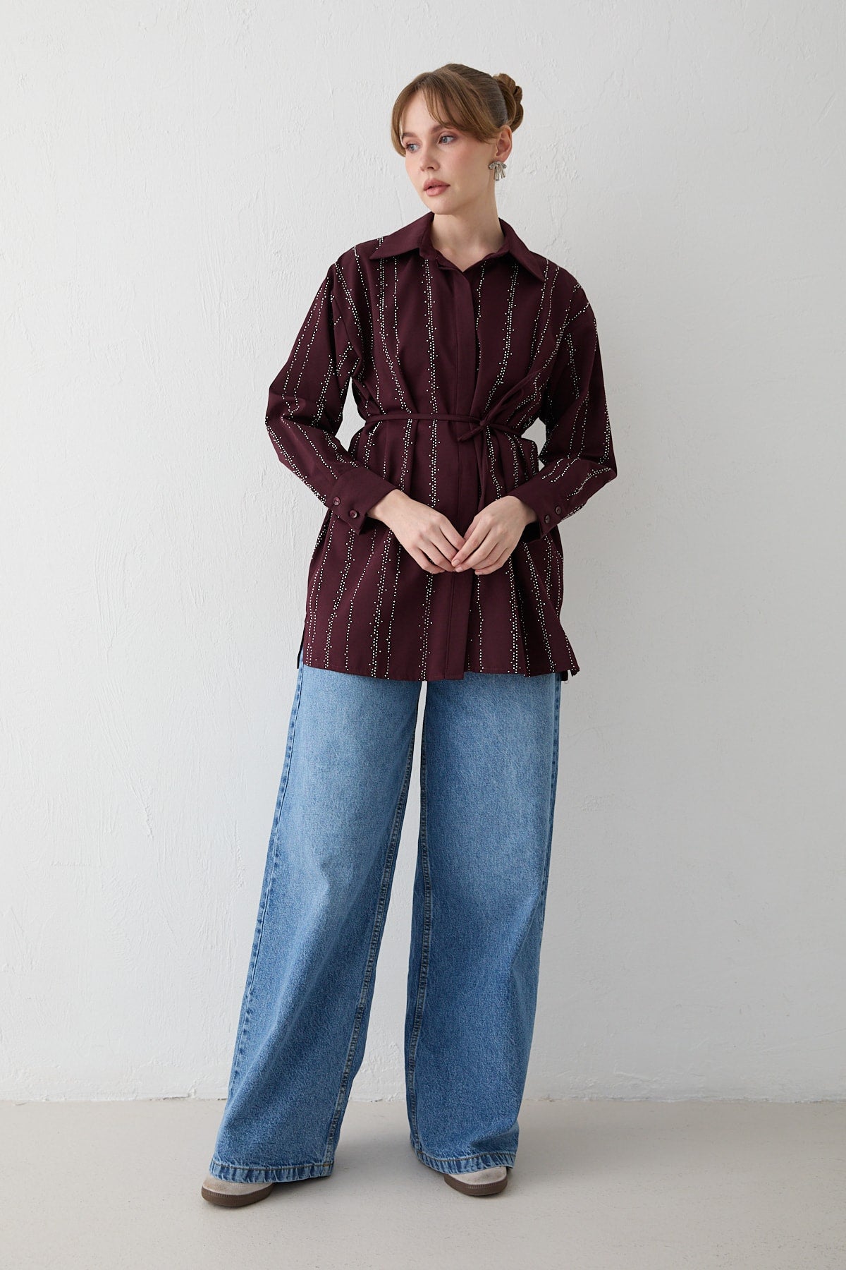 Taşlı Poplin Gömlek 32-2620