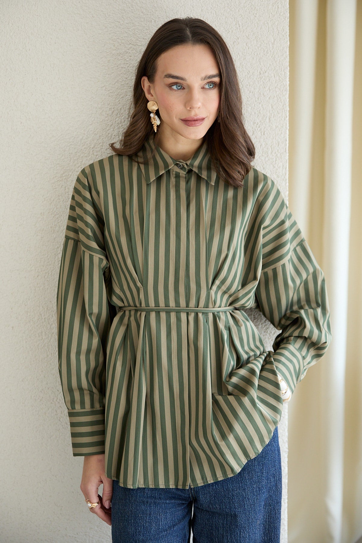 Çizgili Poplin Gömlek 32-2854
