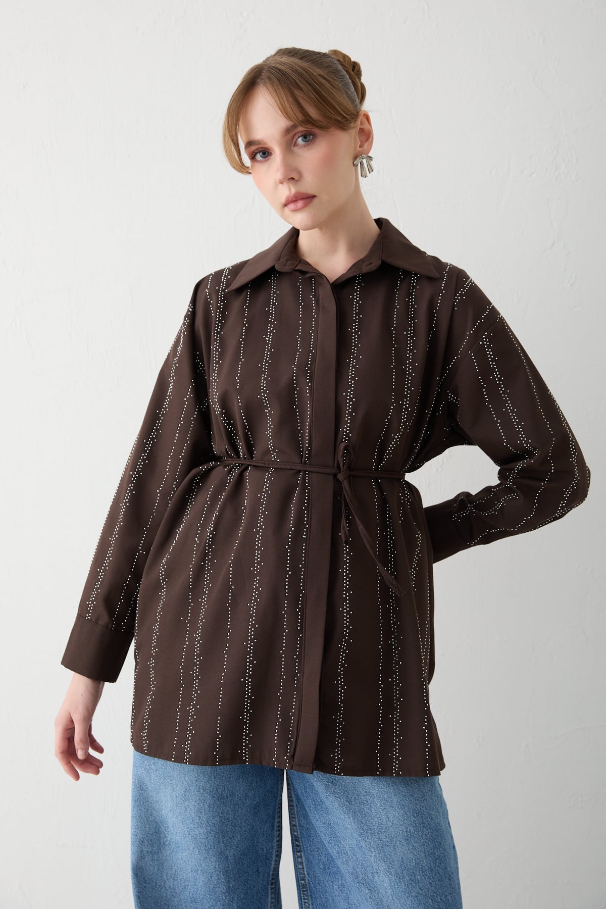 Taşlı Poplin Gömlek 32-2620