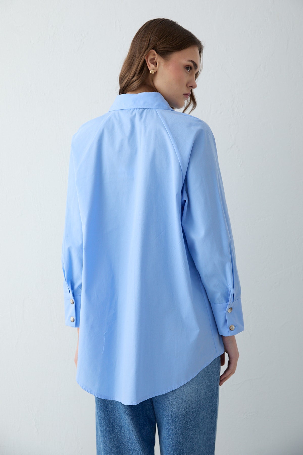 Düğmeli Poplin Gömlek 32-2703
