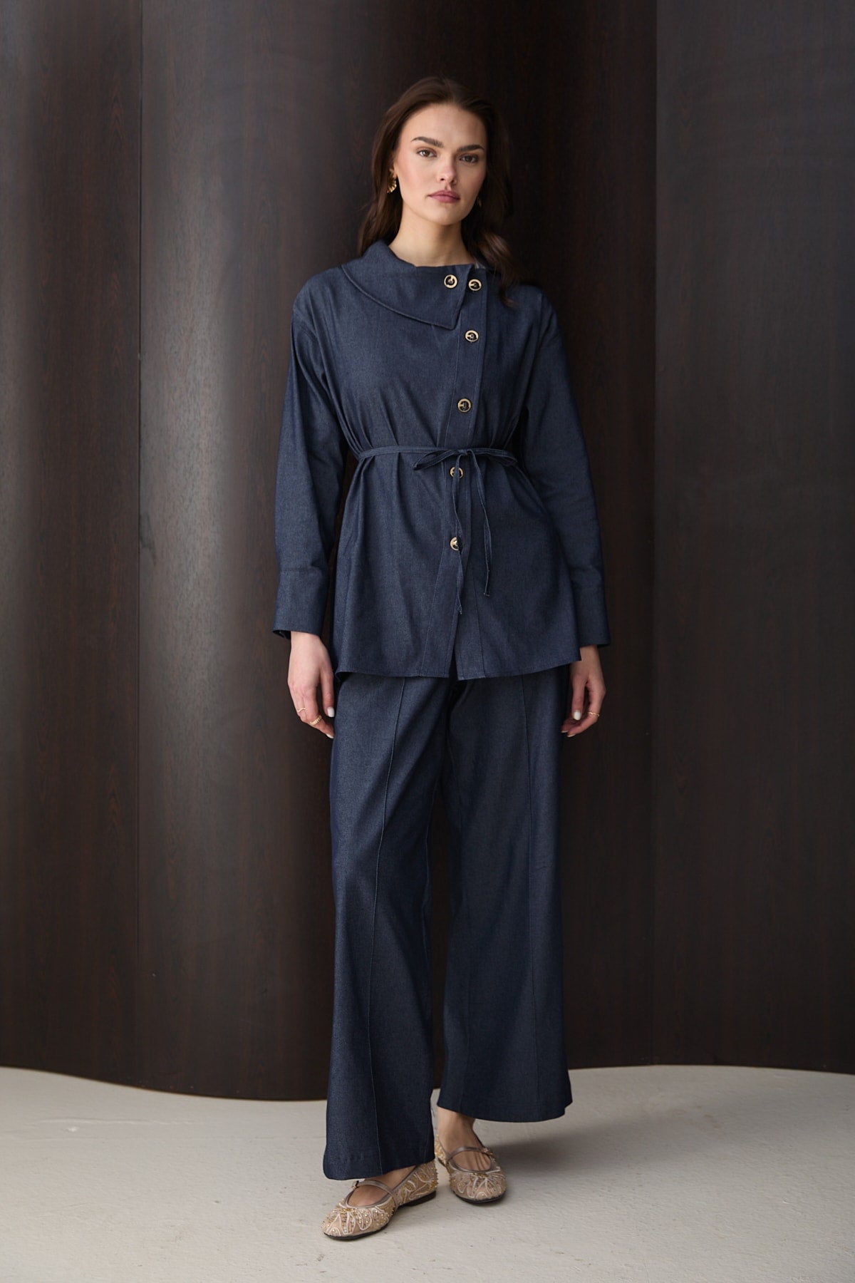 Düğmeli Denim Takım 32-2792