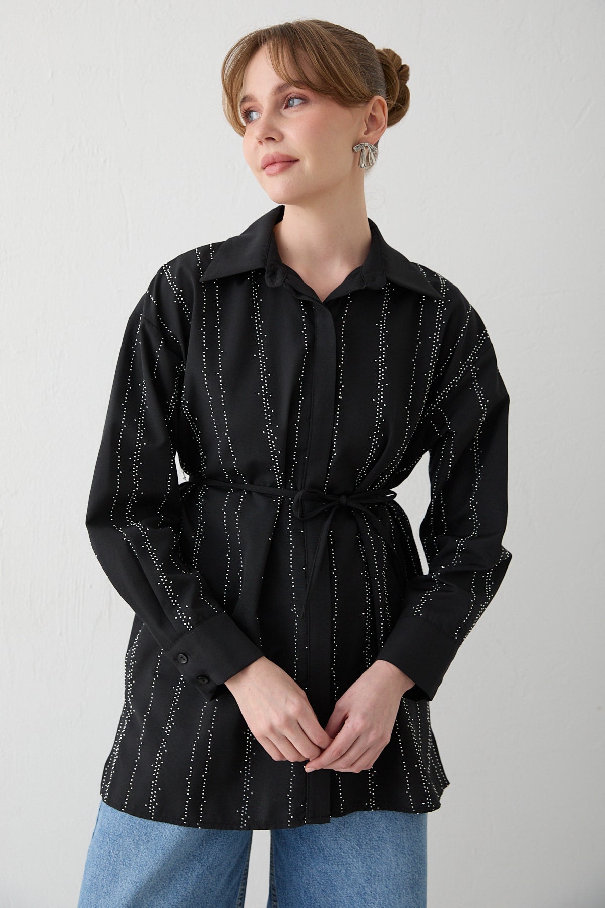 Taşlı Poplin Gömlek 32-2620